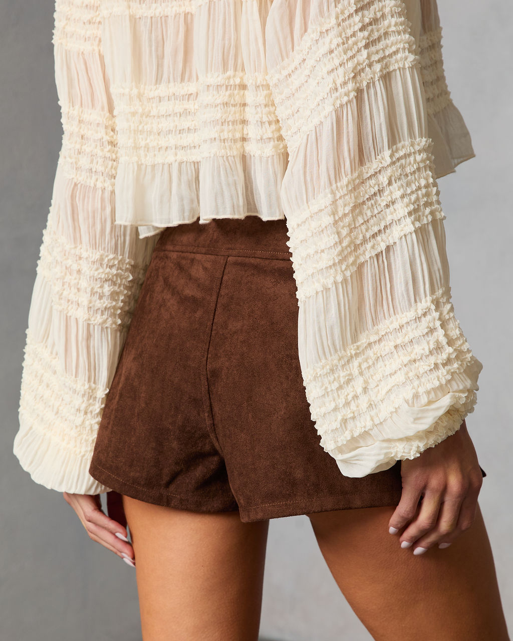 Spice Lane Belted Faux Suede Mini Skort-Vogue Logic