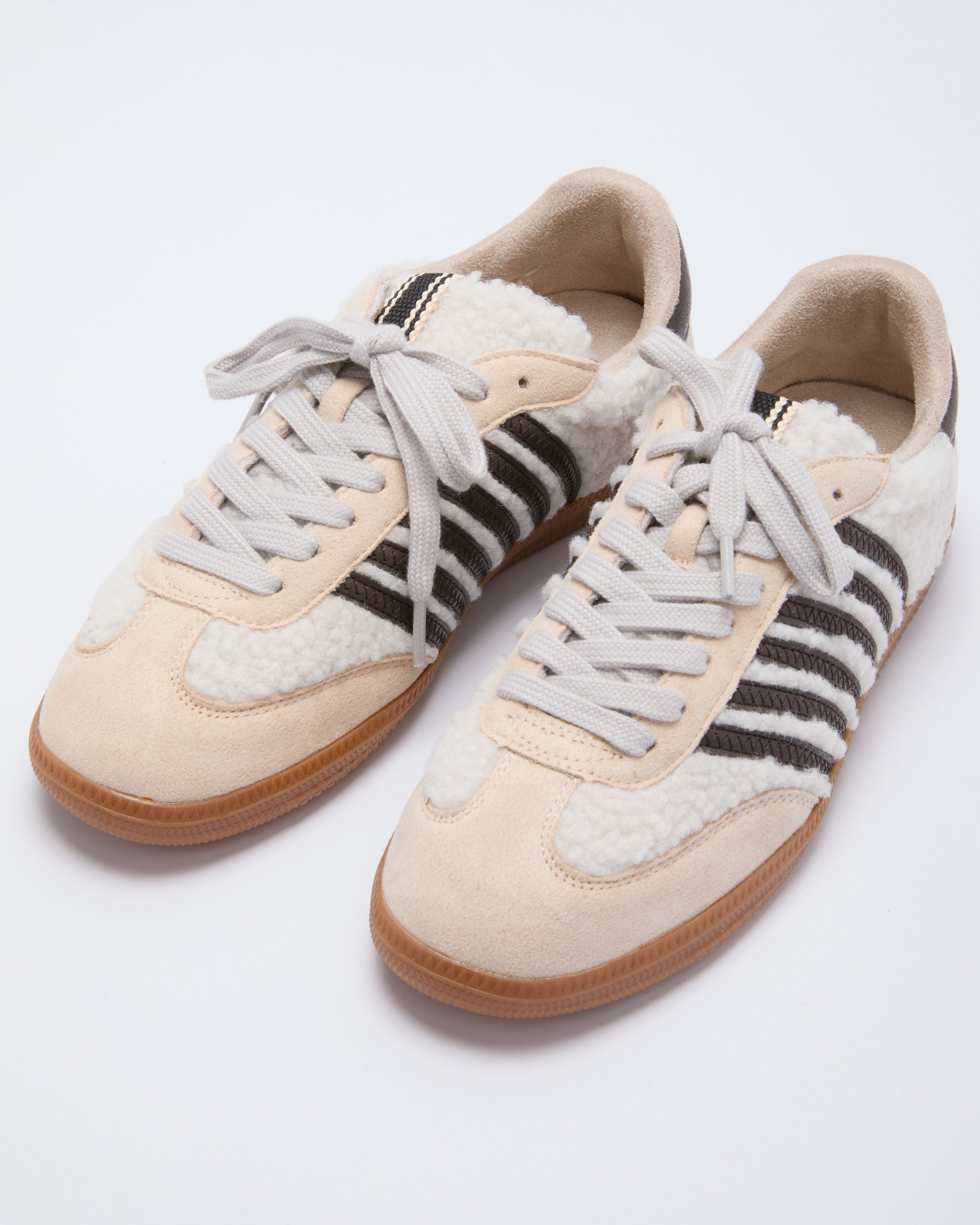 Emison Striped Shearling Sneakers-Vogue Logic