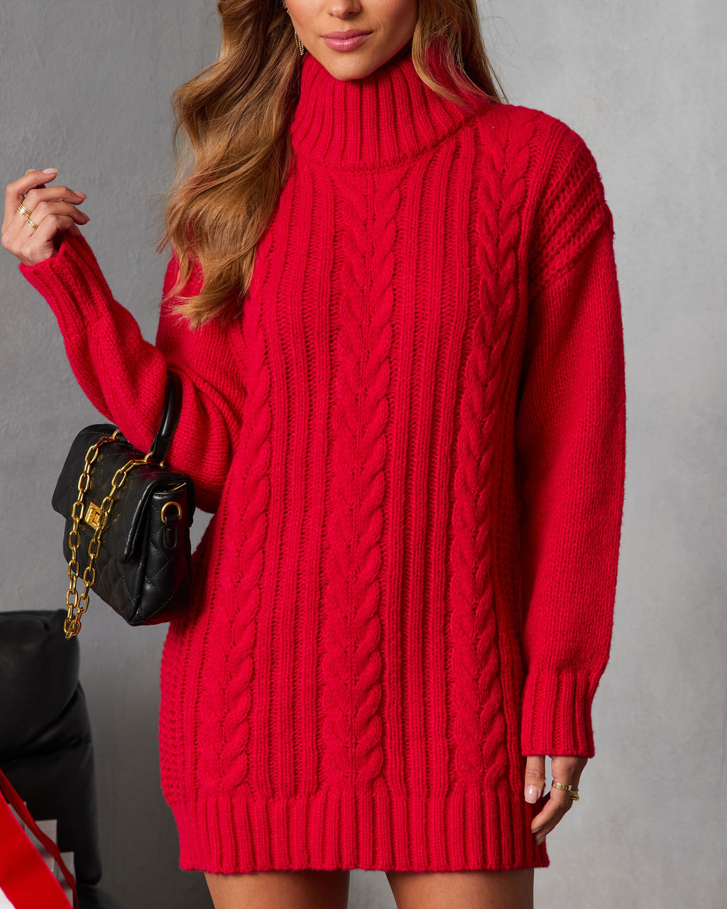 Briarene Cable Knit Sweater Dress-Vogue Logic