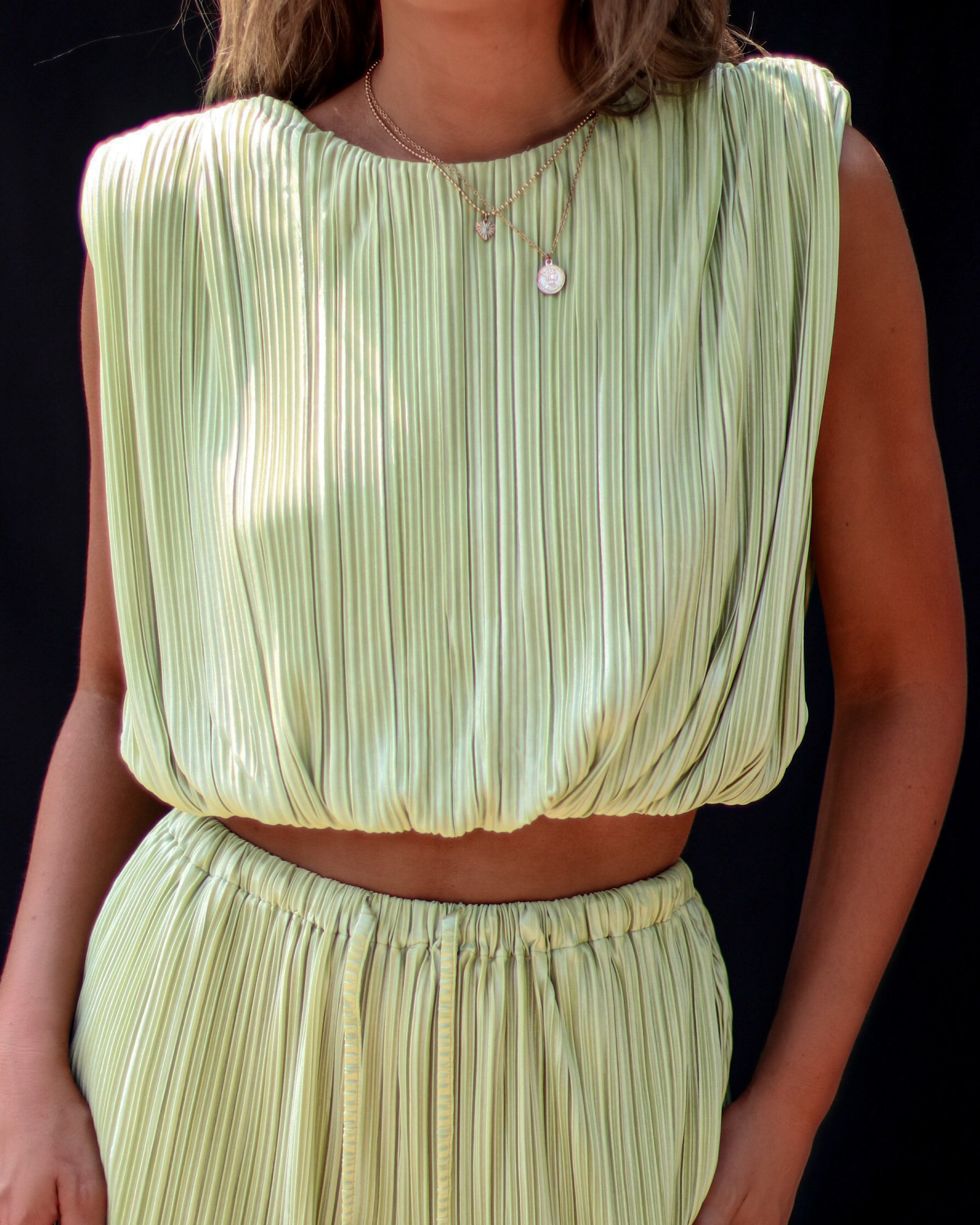 Resort Stay Plisse Sleeveless Top-Vogue Logic