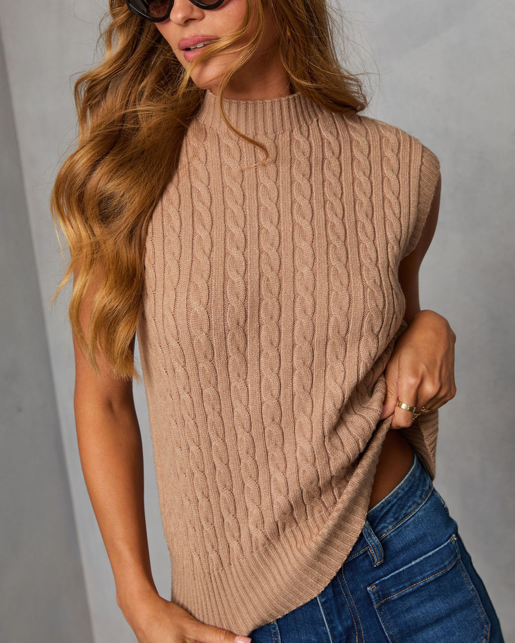 Felmena Cable Knit Sleeveless Sweater-Vogue Logic