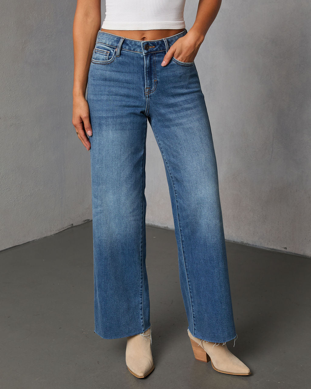 Connie Super Stretch High Rise Frayed Hem Jeans-Vogue Logic