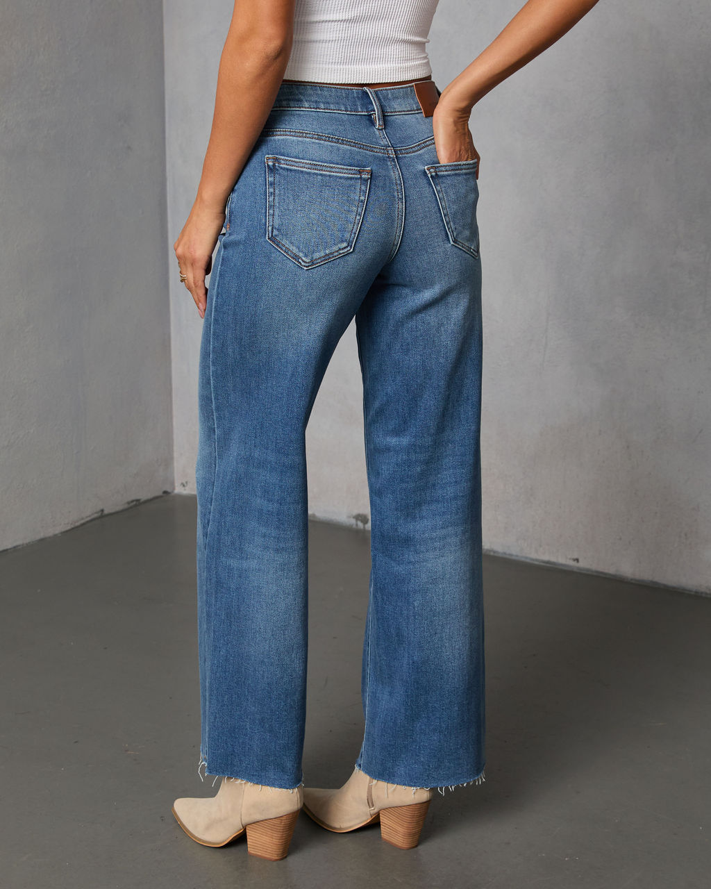 Connie Super Stretch High Rise Frayed Hem Jeans-Vogue Logic