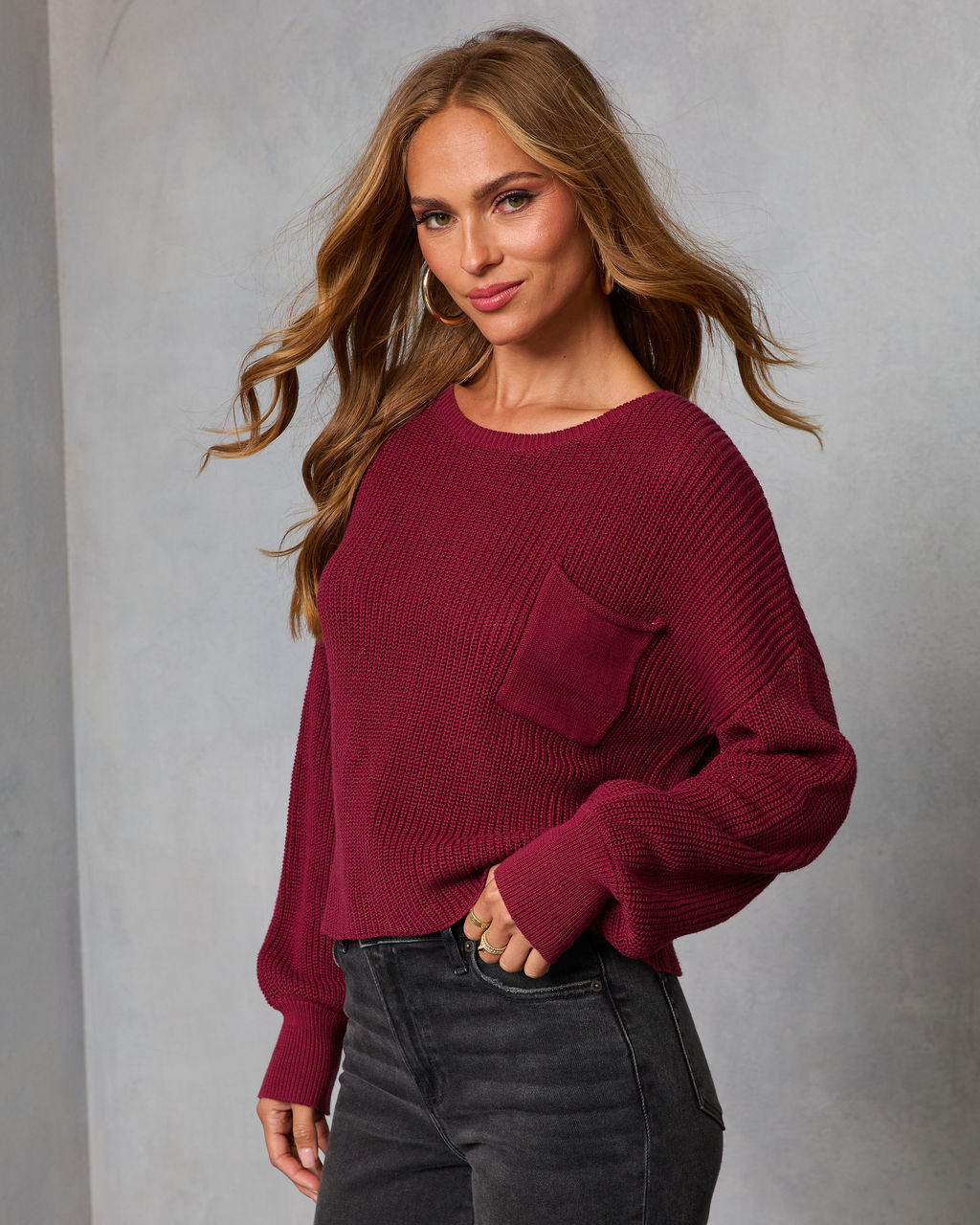 Kerry Relaxed Long Sleeve Sweater Top-Vogue Logic