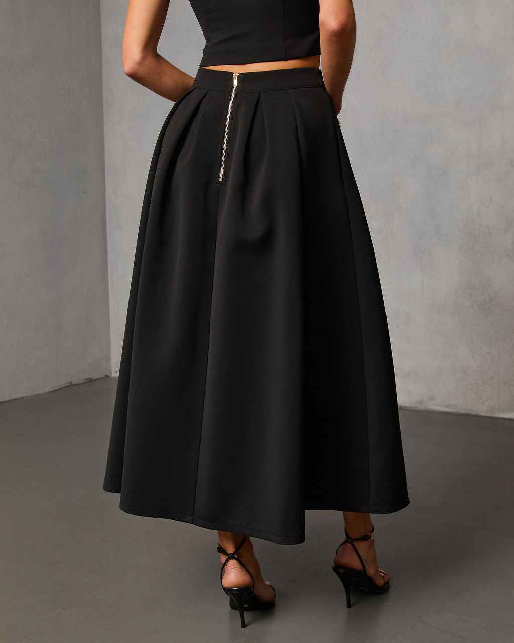 Velmira Pleated Flare Midi Skirt-Vogue Logic