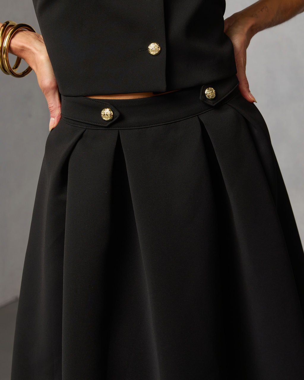 Velmira Pleated Flare Midi Skirt-Vogue Logic