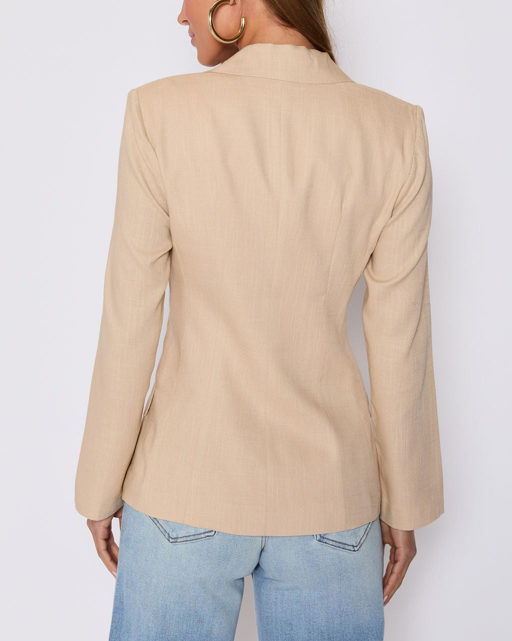 Sandy Linen Pocketed Blazer-Vogue Logic
