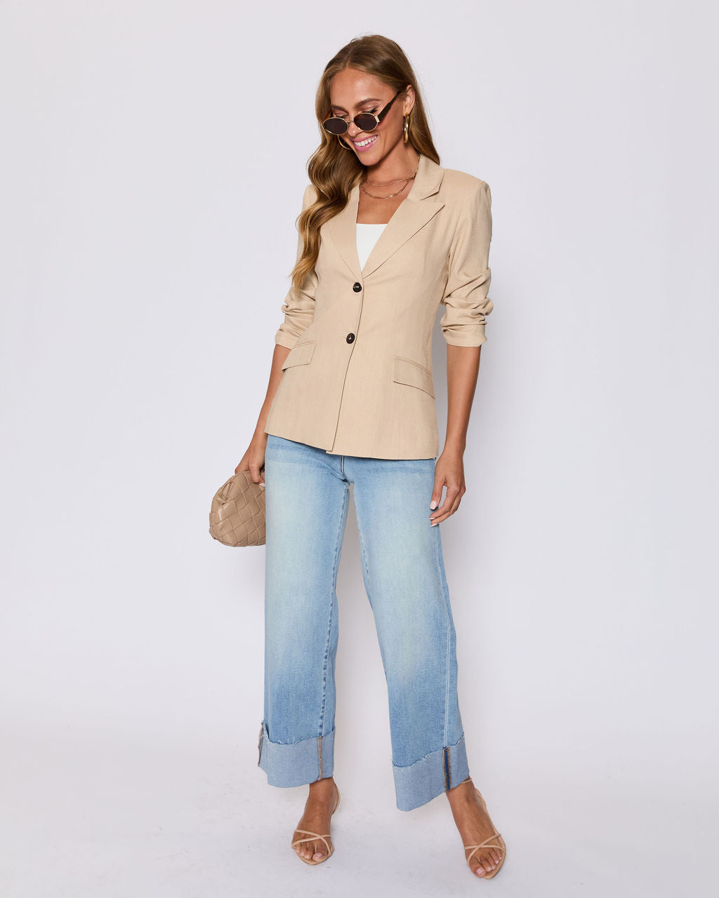 Sandy Linen Pocketed Blazer-Vogue Logic