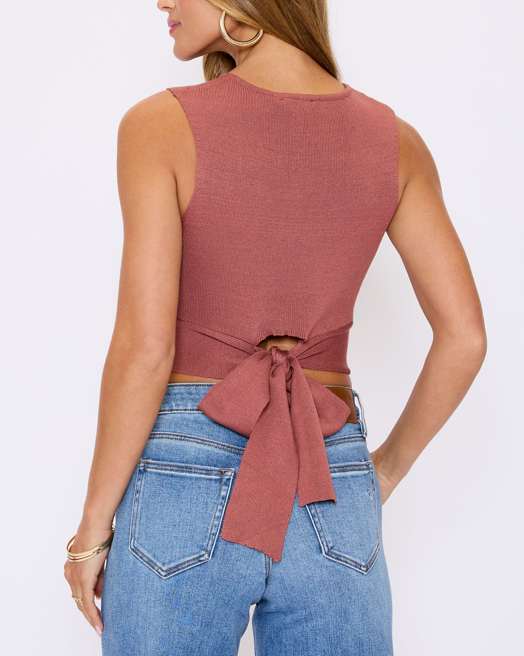 Colbie Tie Back Sweater Tank-Vogue Logic