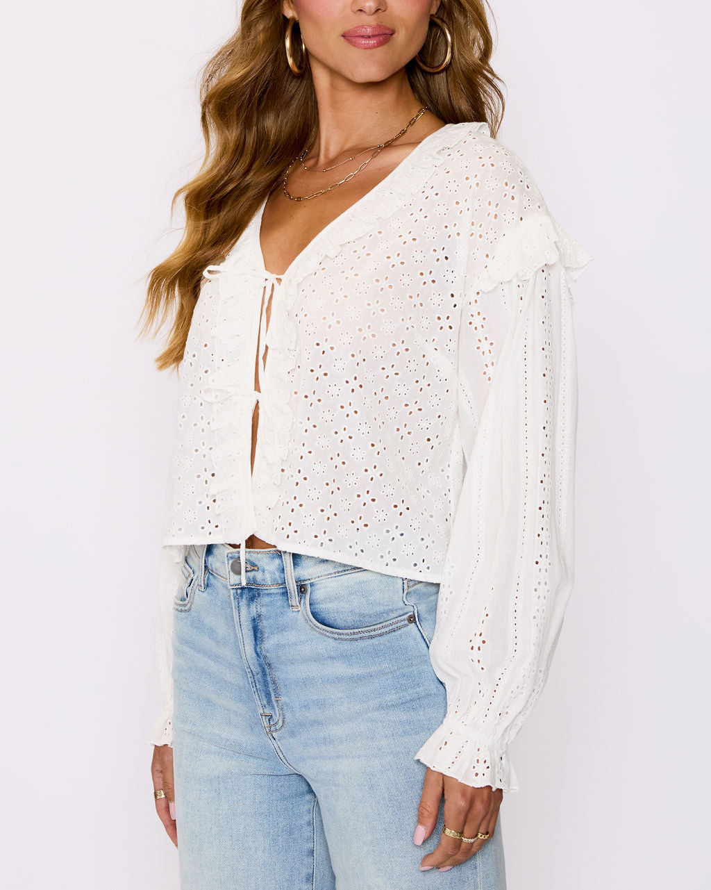 Mabel Ruffle Tie Front Blouse-Vogue Logic