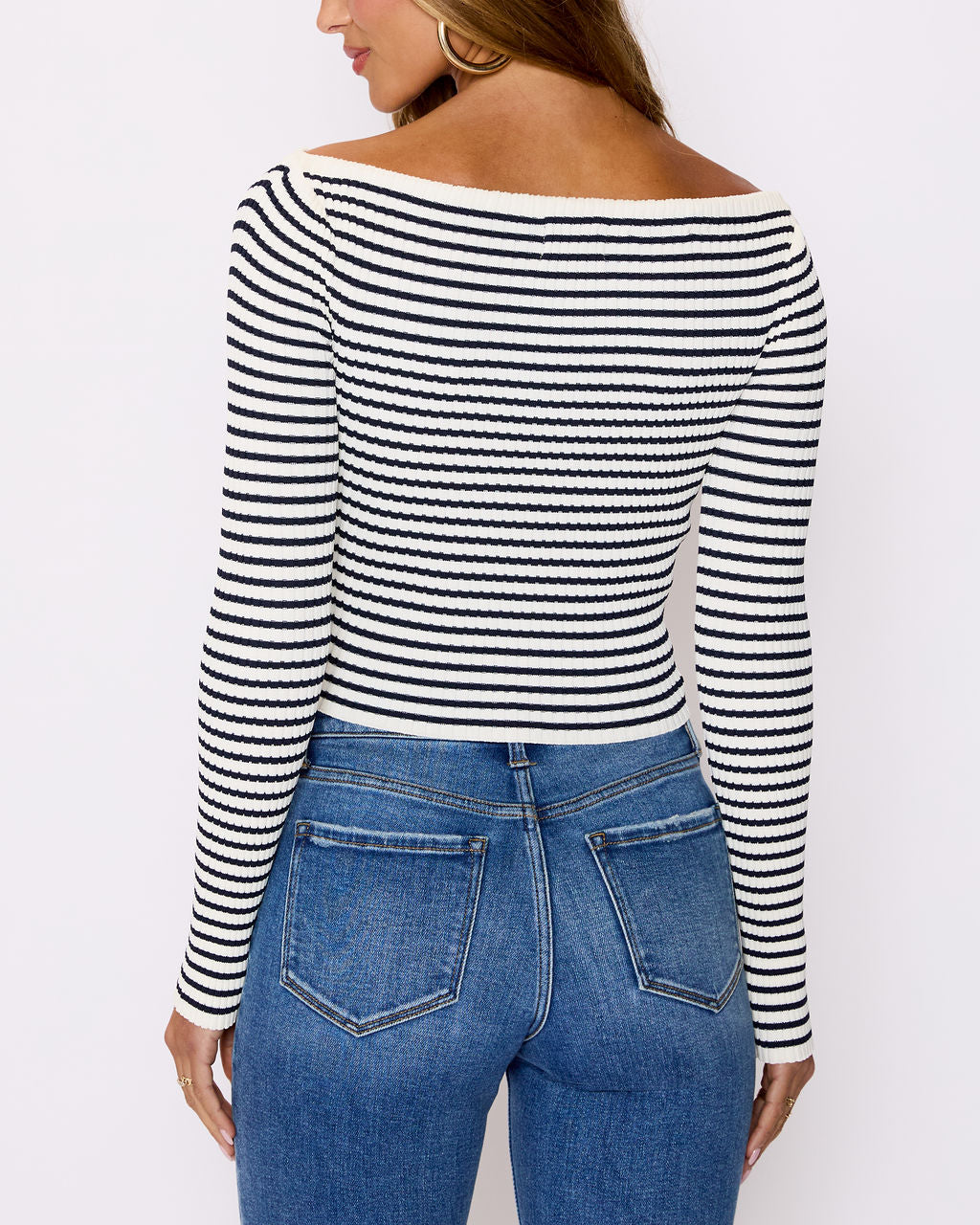 Merci Striped Off The Shoulder Top-Vogue Logic