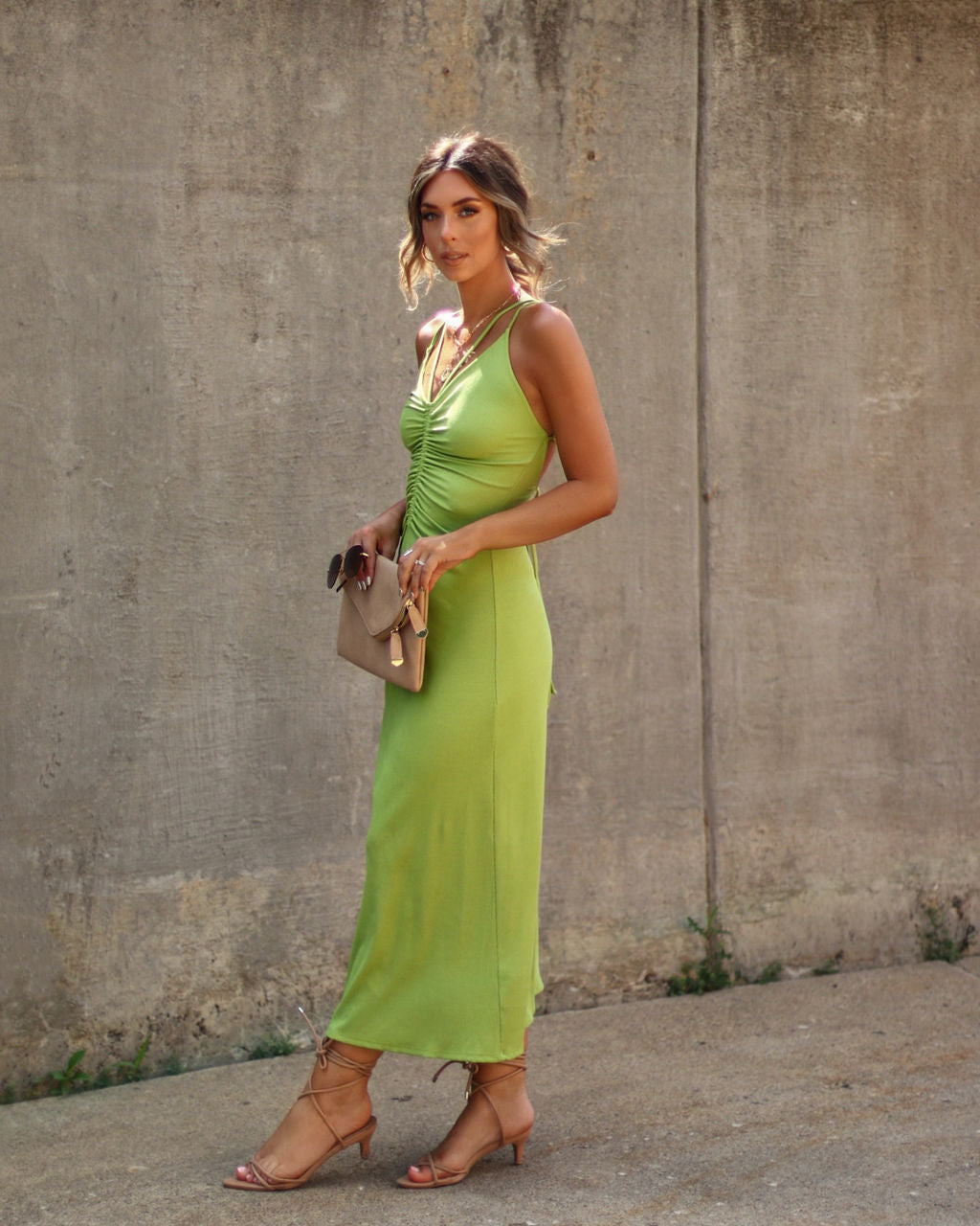 Zya Ruched Midi Dress-Vogue Logic