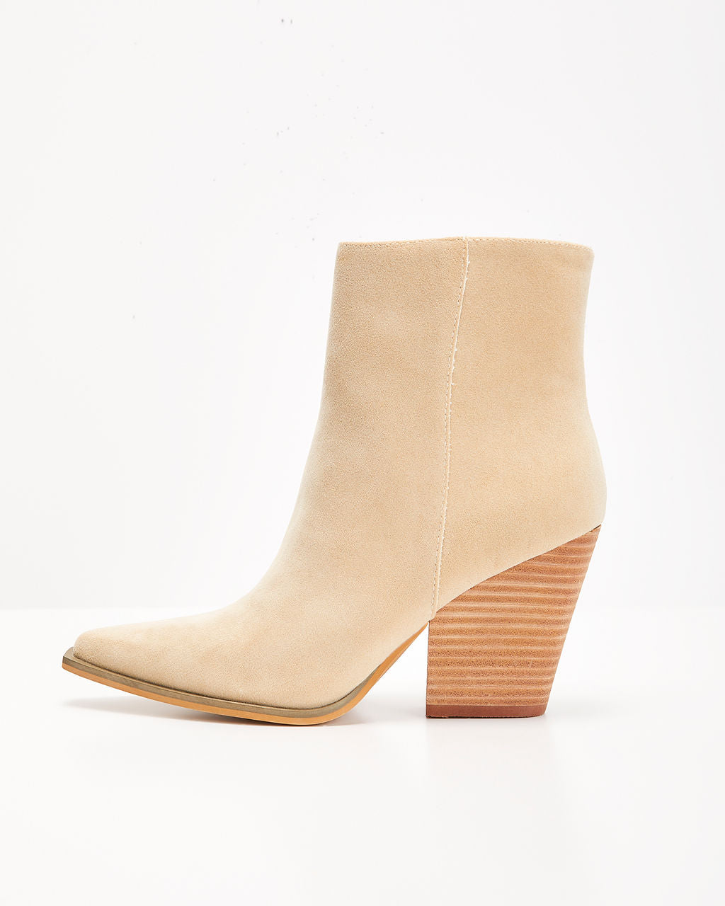 Rowyn Faux Suede Heeled Bootie-Vogue Logic