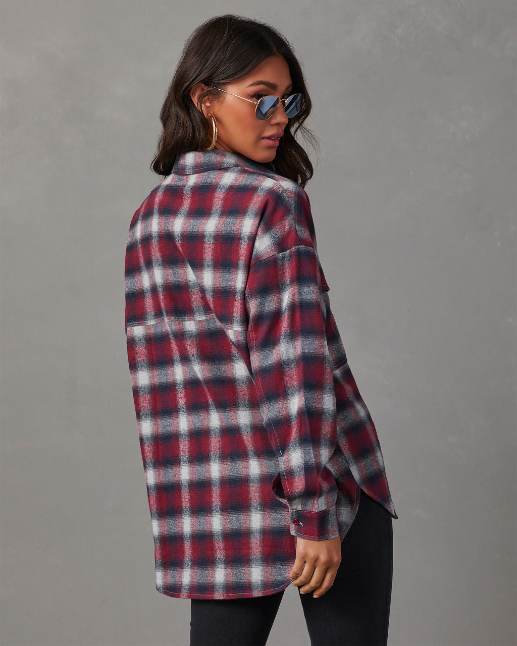 Petaluma Cotton Blend Plaid Button Down Top-Vogue Logic