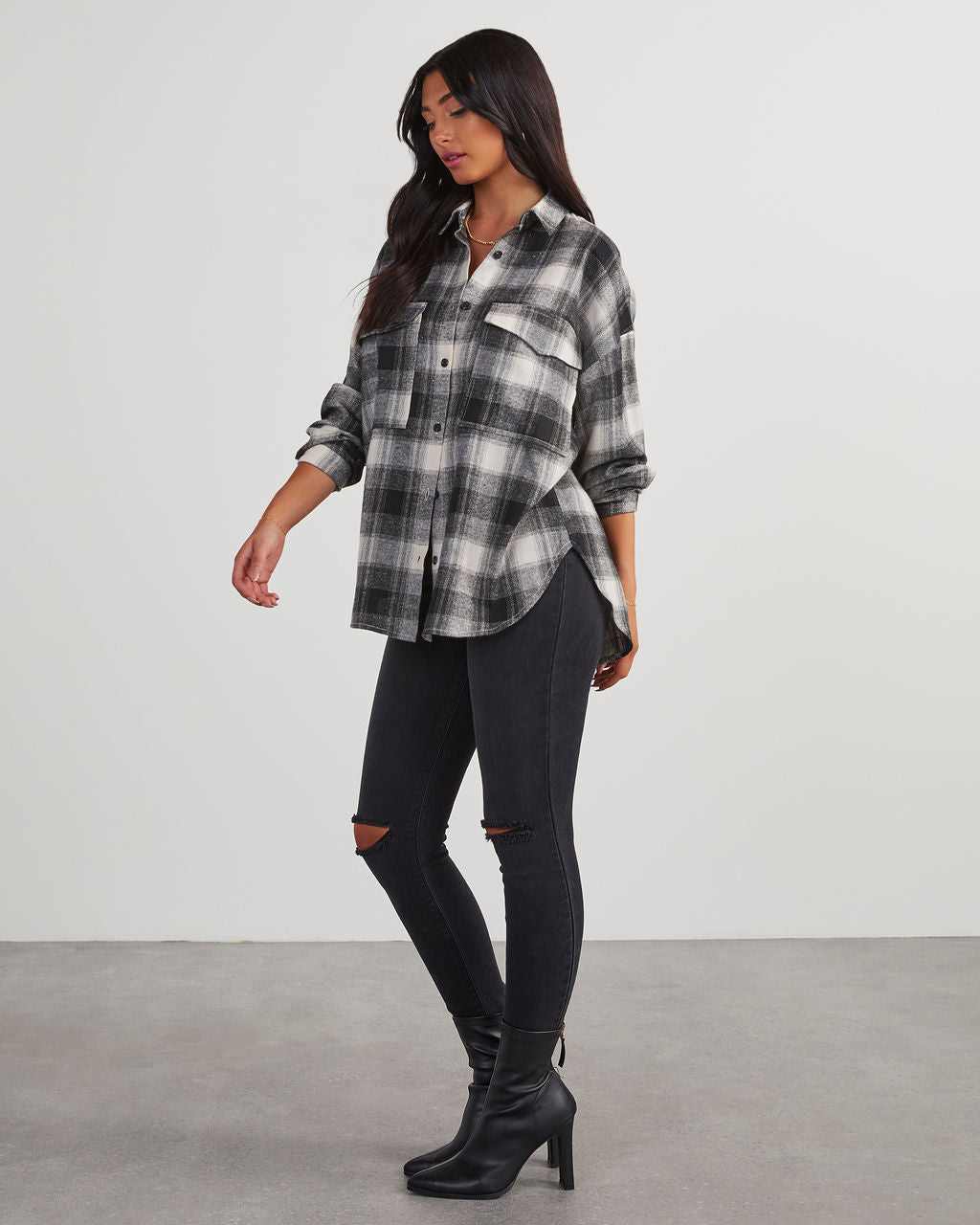 Petaluma Cotton Blend Plaid Button Down Top-Vogue Logic