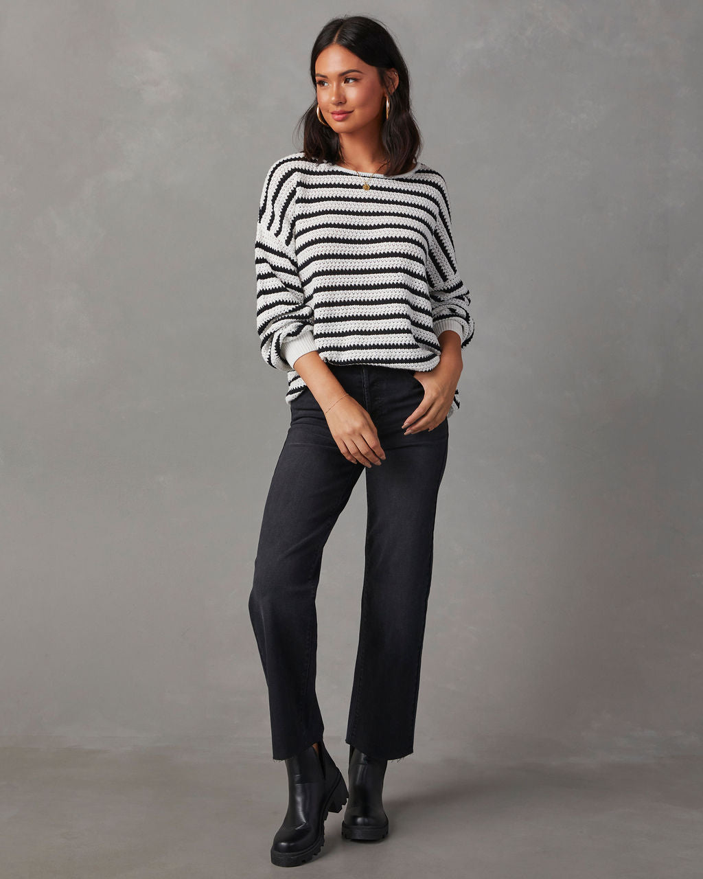 All The Time Striped Pullover Sweater-Vogue Logic