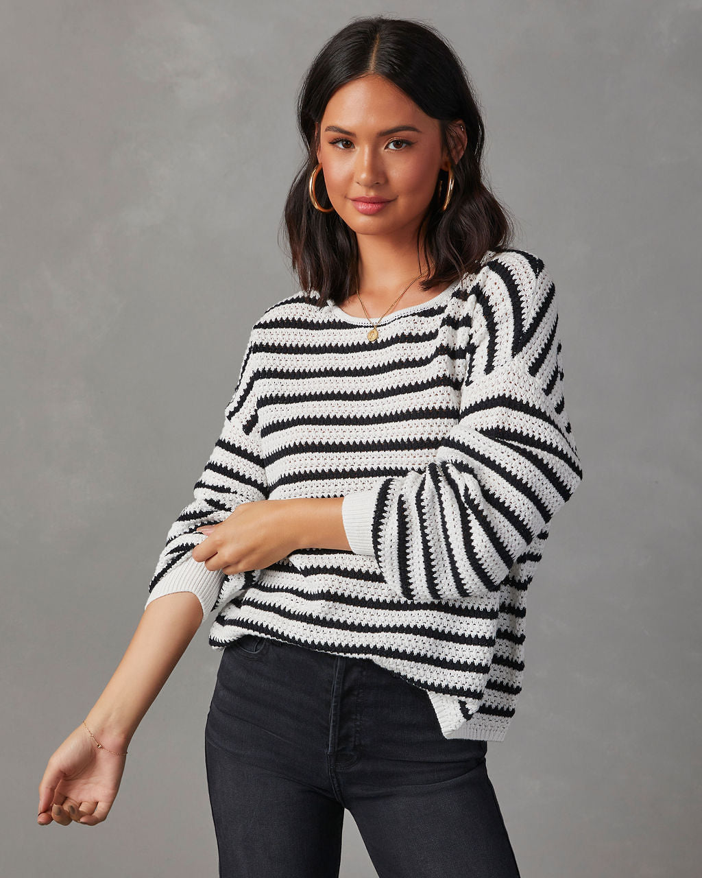 All The Time Striped Pullover Sweater-Vogue Logic