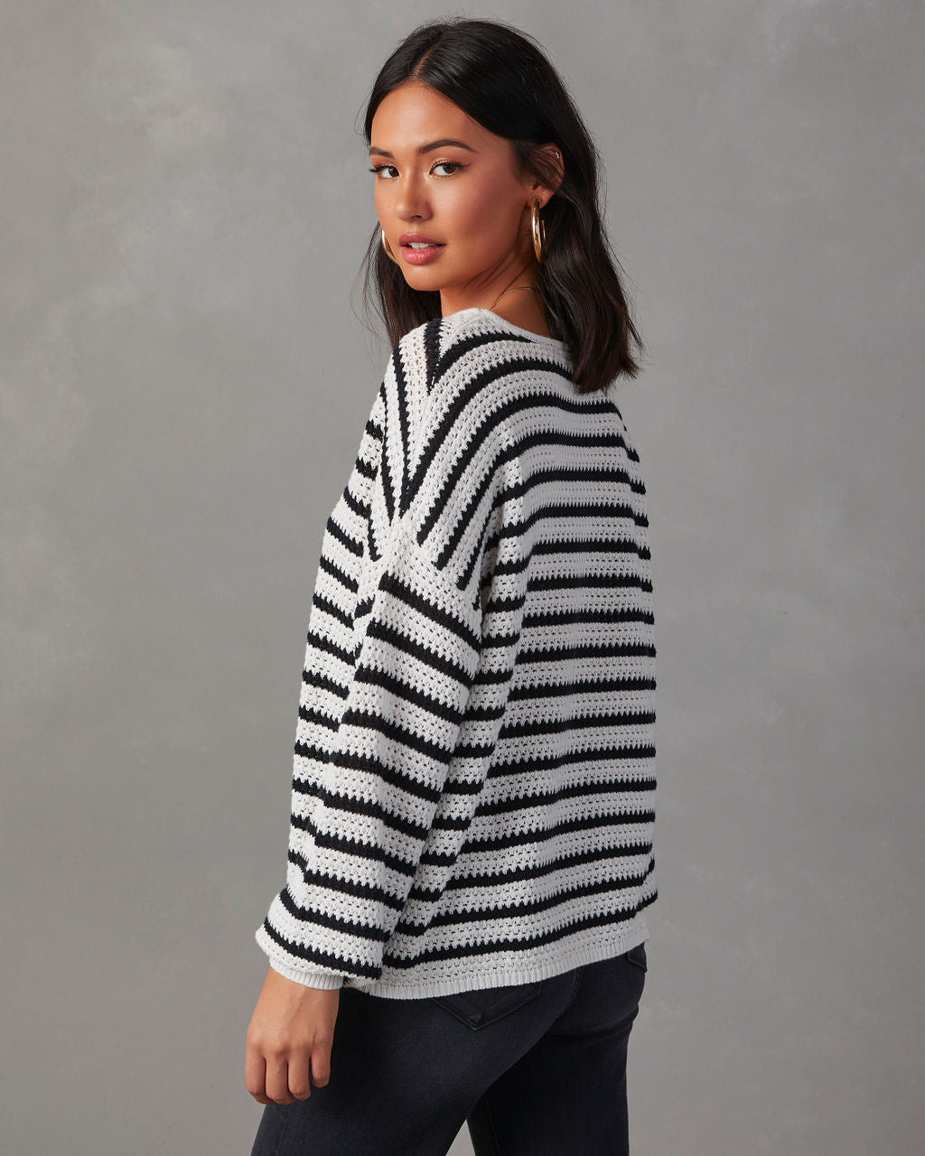 All The Time Striped Pullover Sweater-Vogue Logic