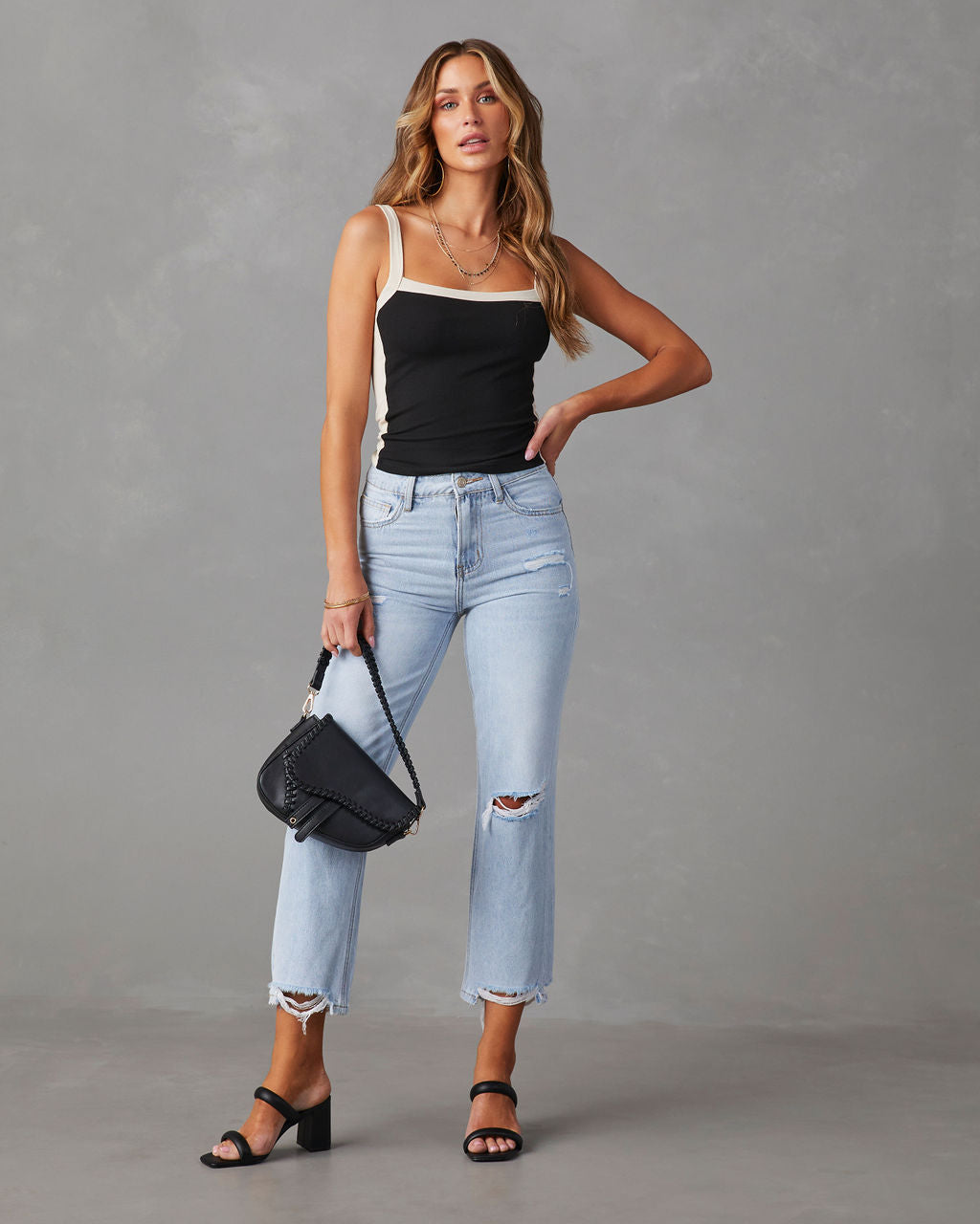 Double Dare Cropped Distressed Jeans-Vogue Logic