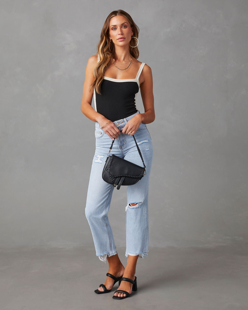 Double Dare Cropped Distressed Jeans-Vogue Logic