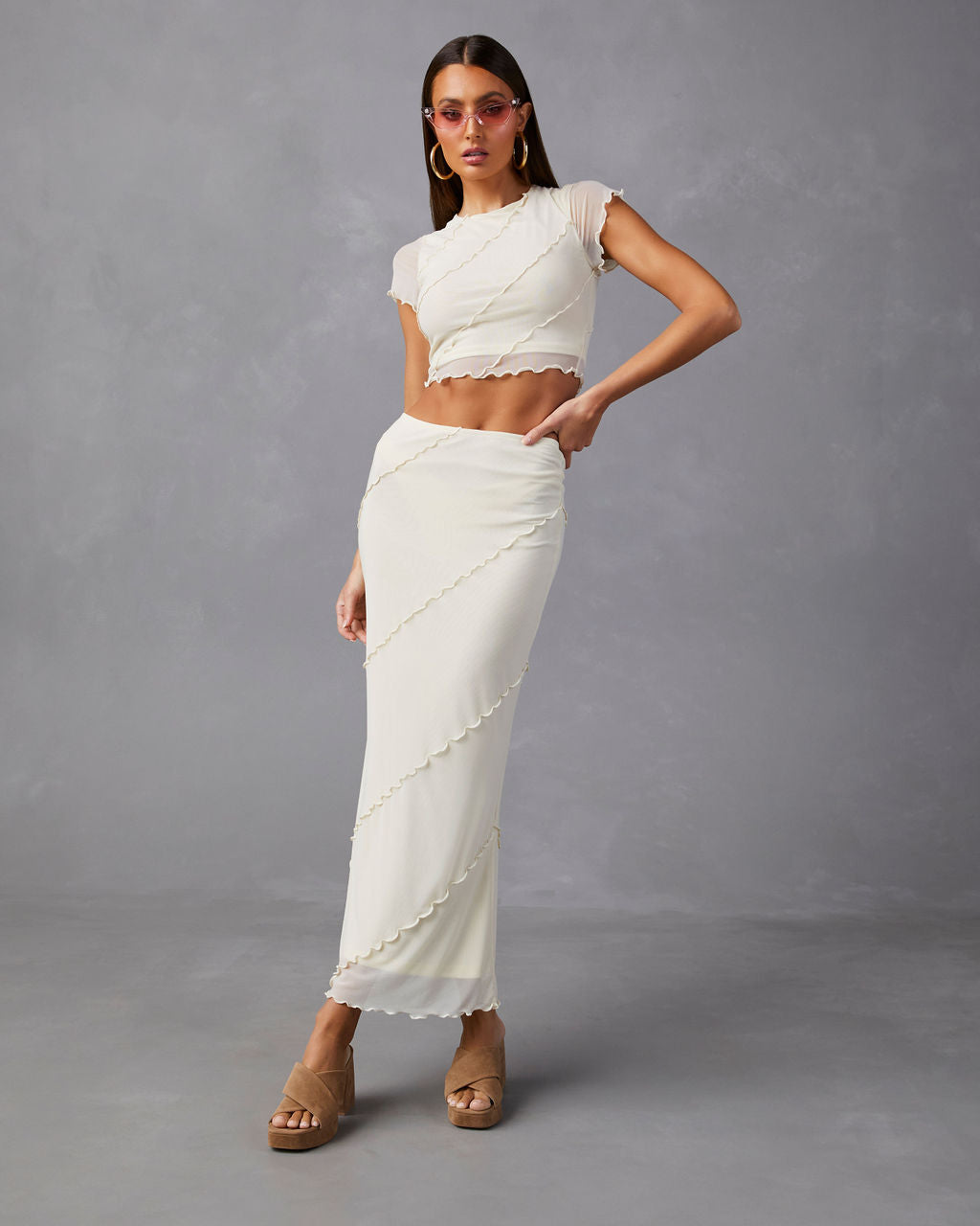 Markella Lettuce Trim Midi Skirt-Vogue Logic