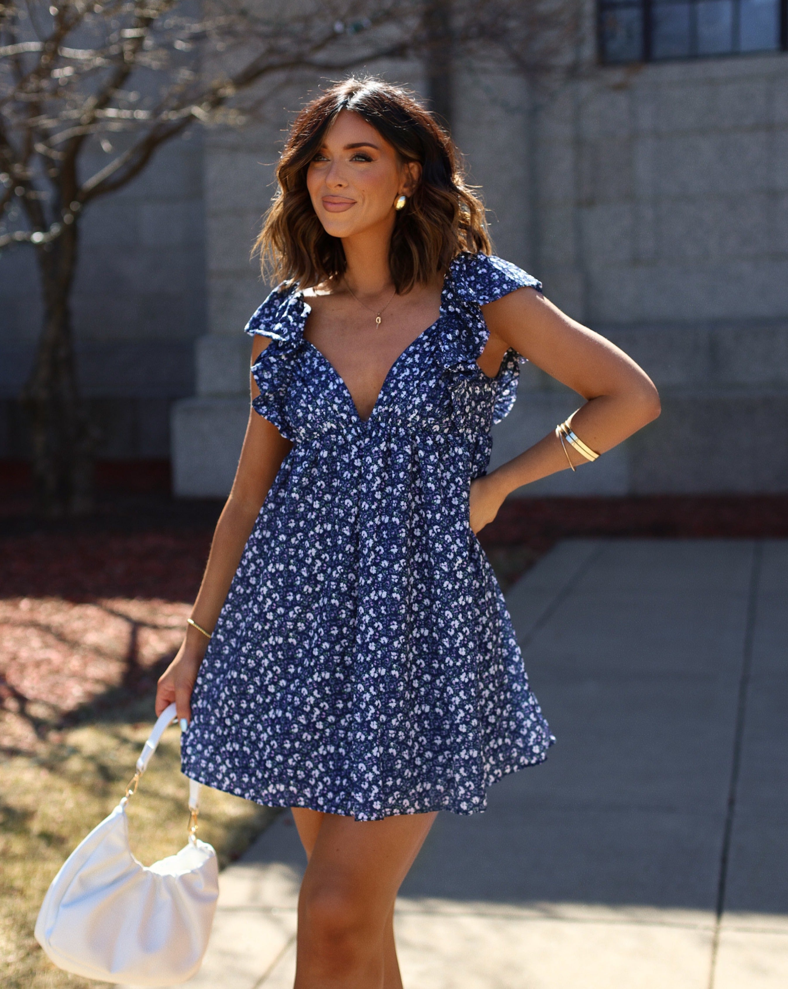 Daniela Gingham Babydoll Mini Dress-Vogue Logic