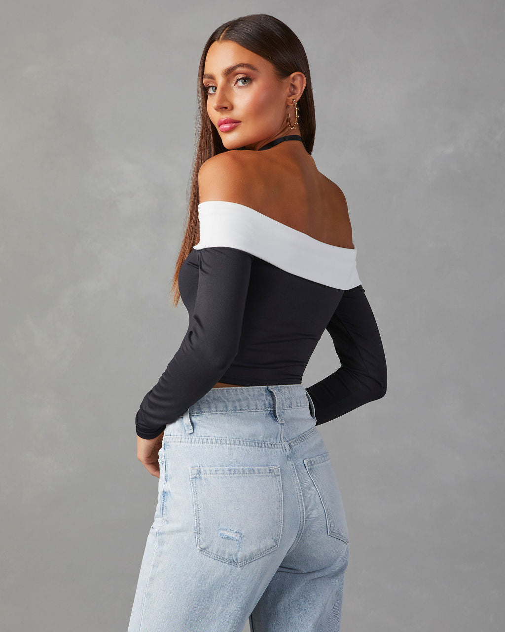Barton Off Shoulder Long Sleeve Top-Vogue Logic