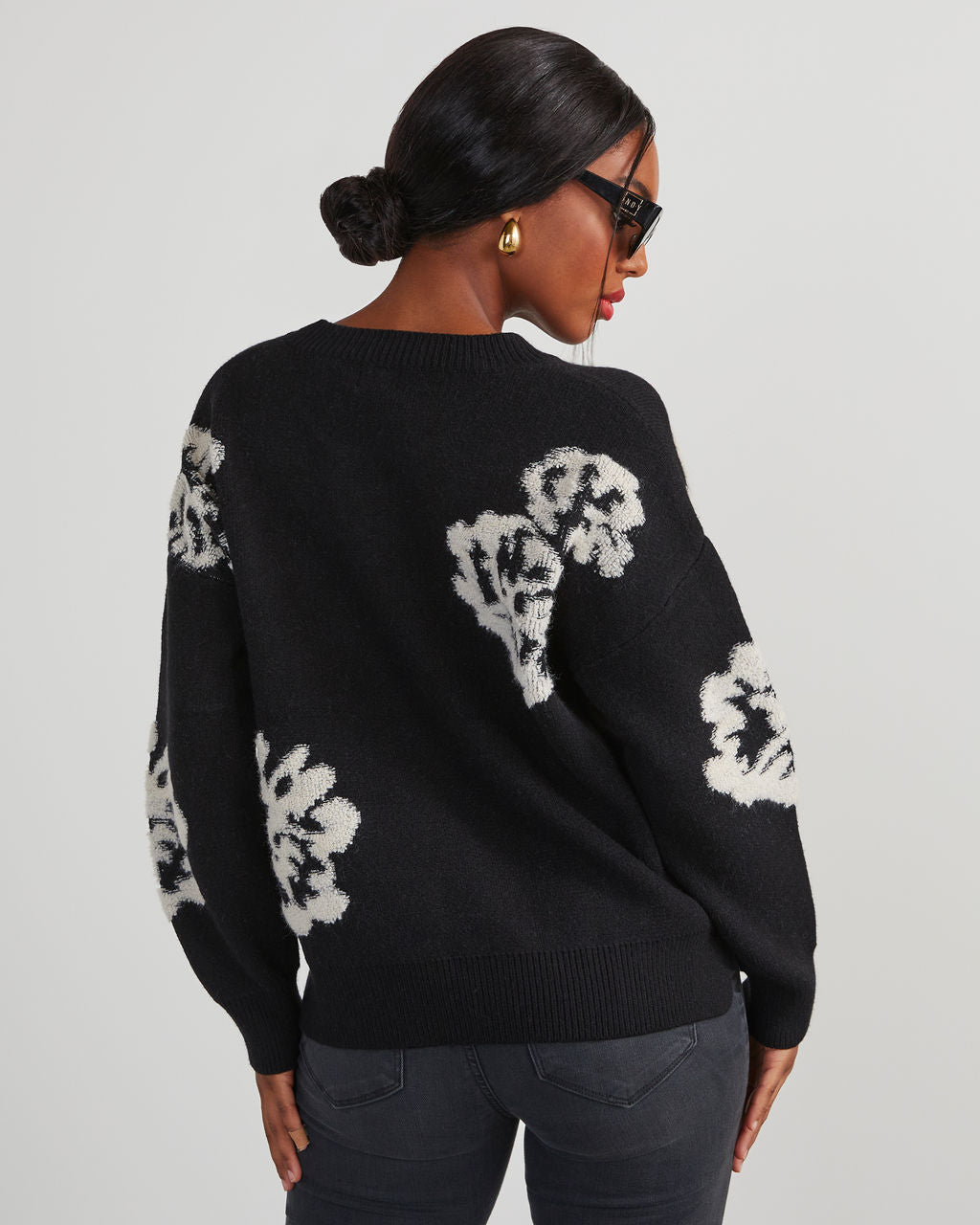 Copeland Floral Contrast Pullover Sweater-Vogue Logic