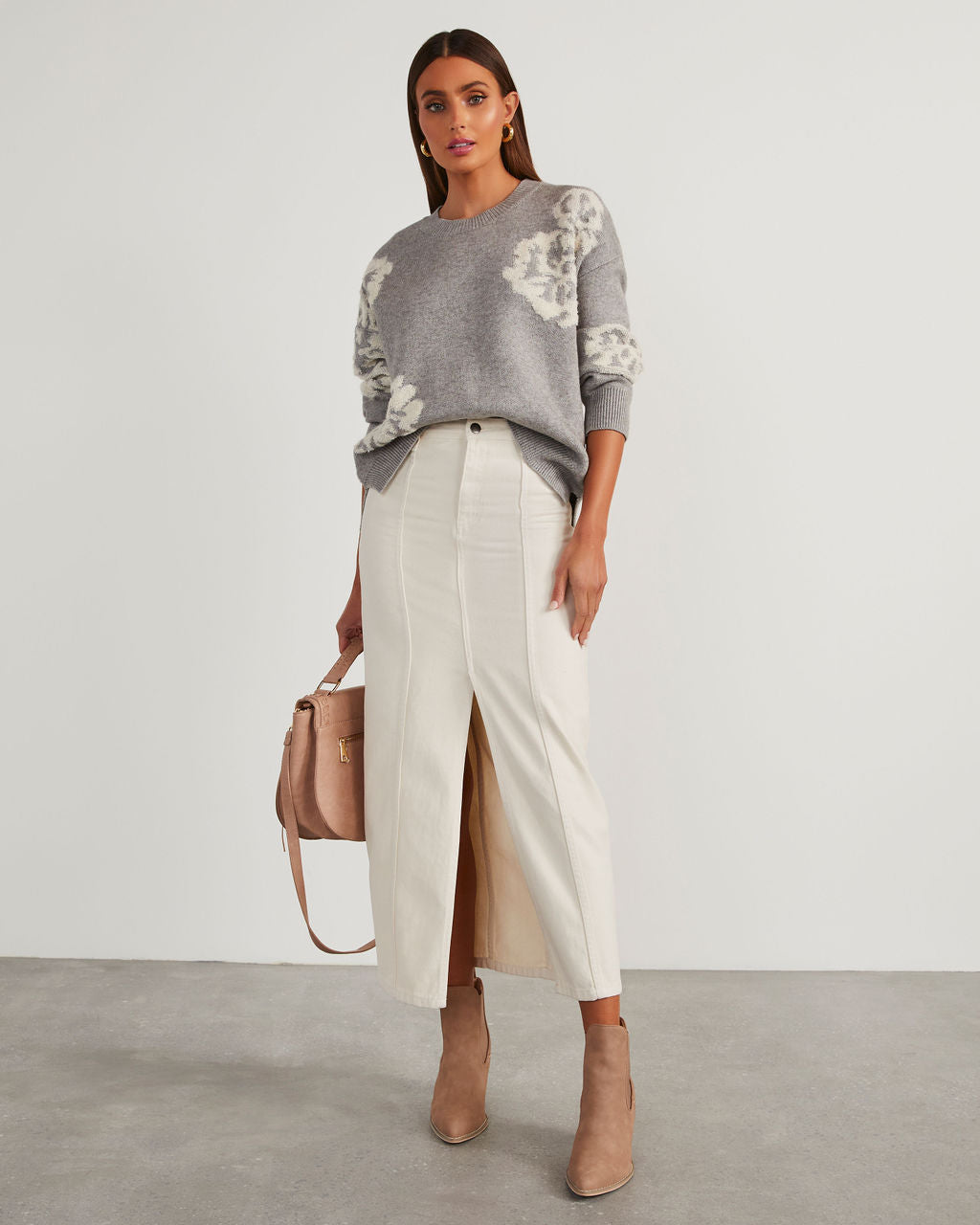 Copeland Floral Contrast Pullover Sweater-Vogue Logic