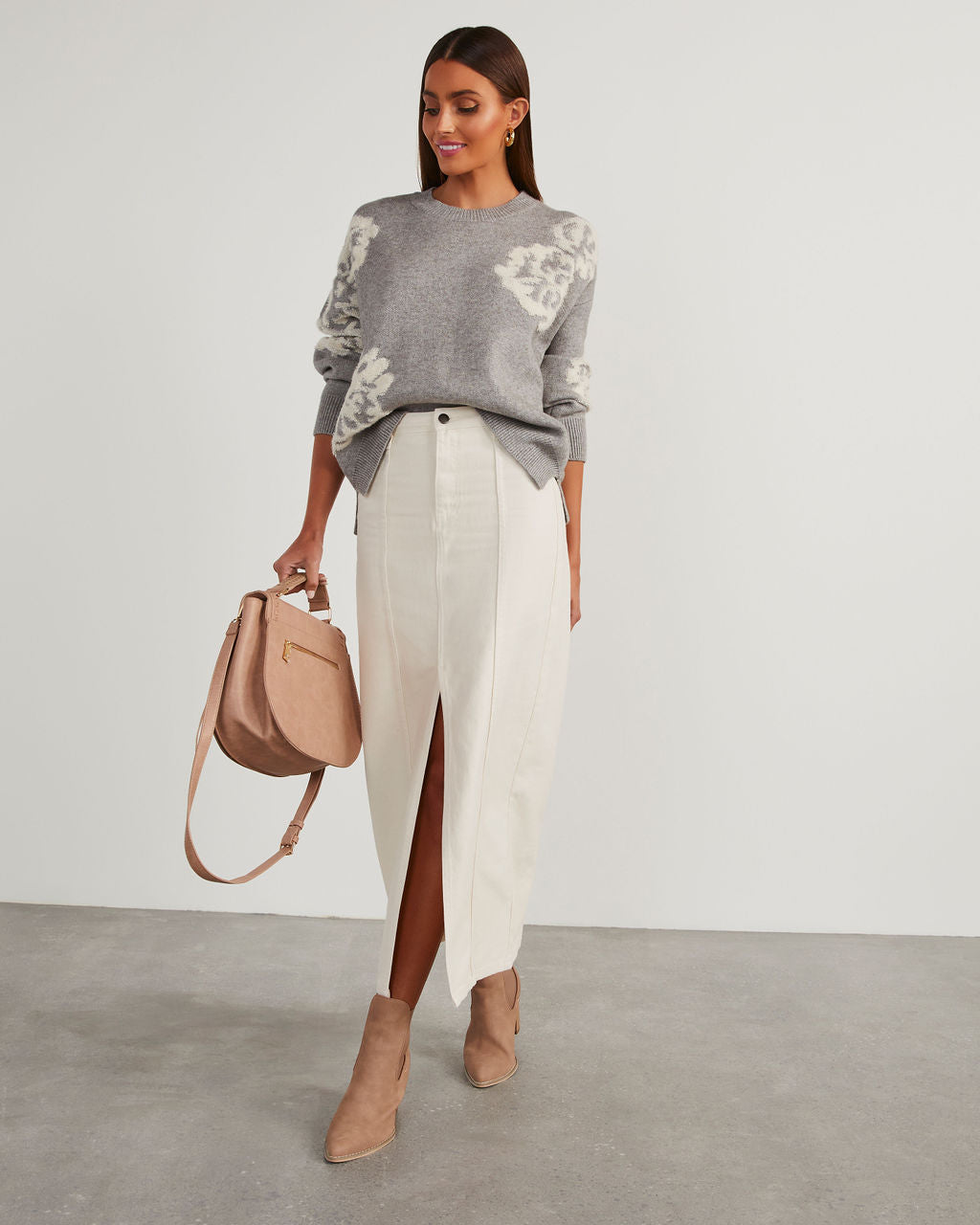 Copeland Floral Contrast Pullover Sweater-Vogue Logic