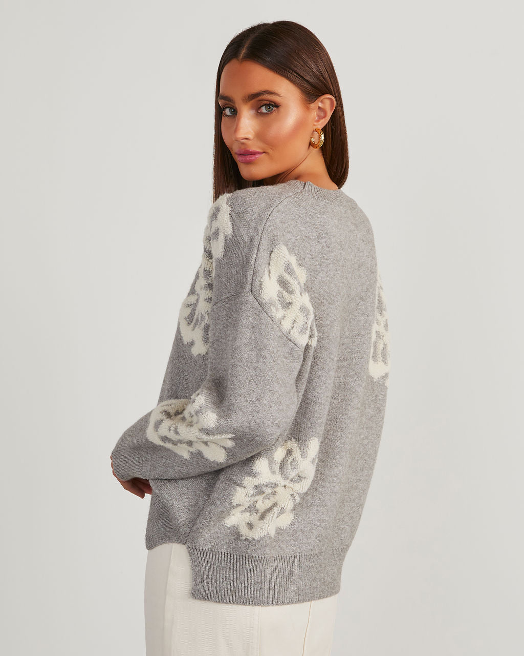 Copeland Floral Contrast Pullover Sweater-Vogue Logic