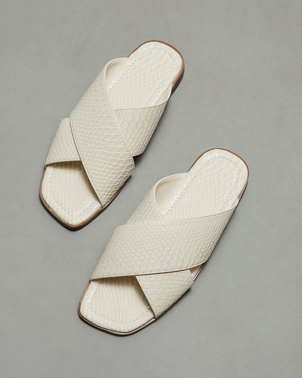 Avena Croc Embossed Slide Sandals-Vogue Logic