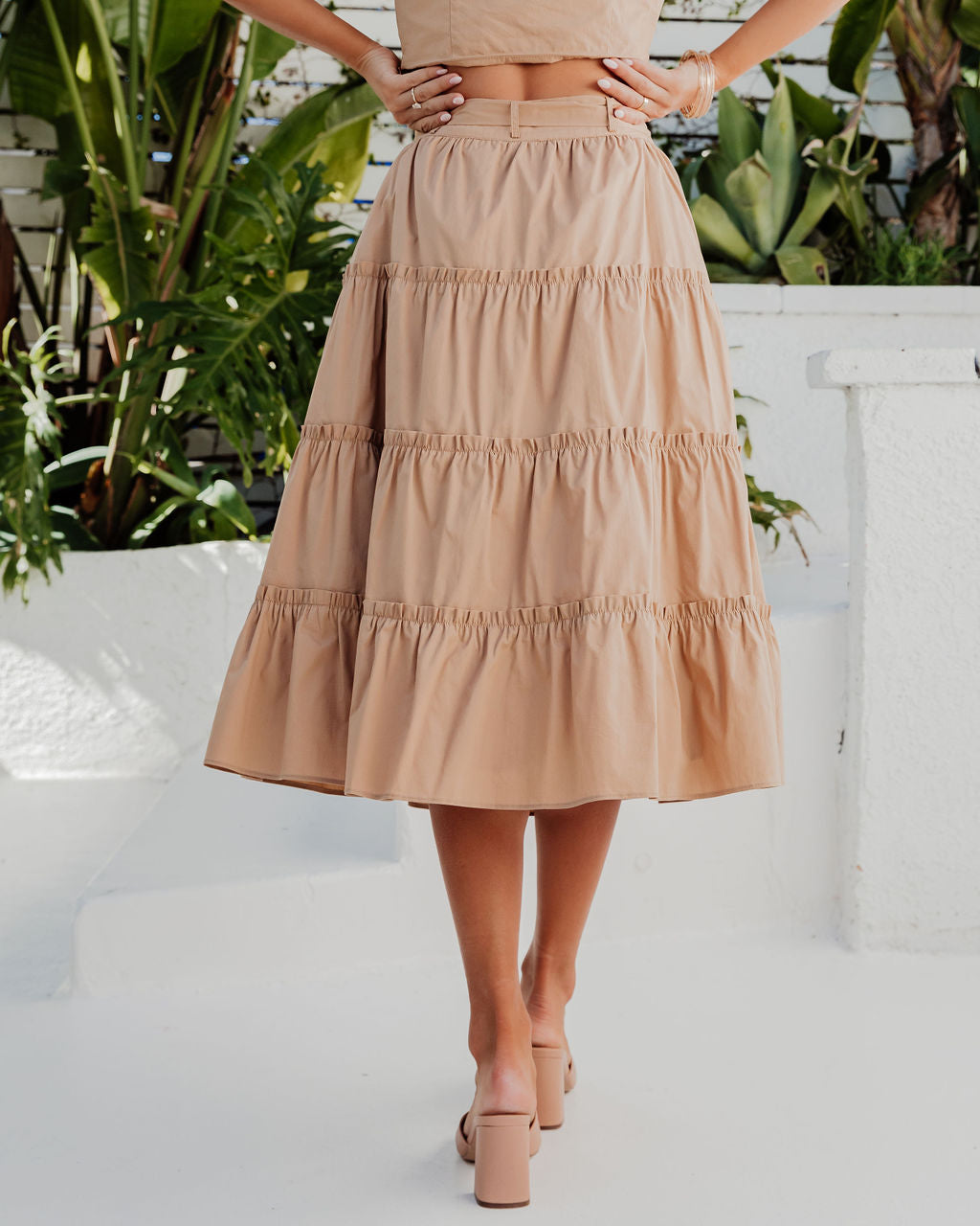 Carlena Pocketed Tiered Midi Skirt-Vogue Logic