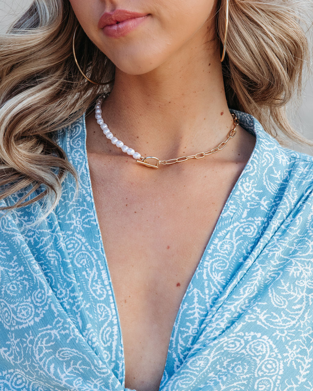 Coastal Waves Printed Front Tie Top-Vogue Logic