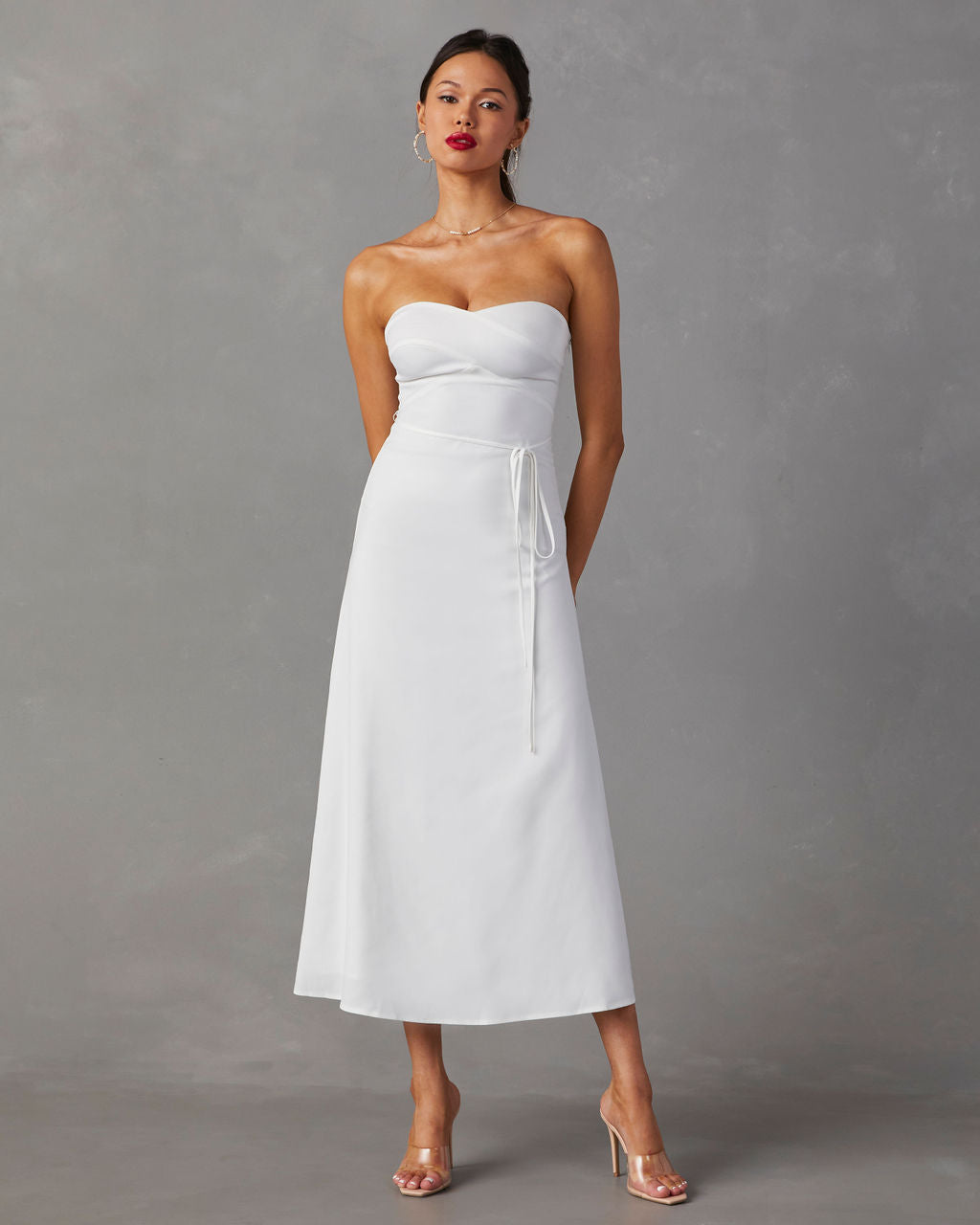 Milos Strapless Midi Dress-Vogue Logic