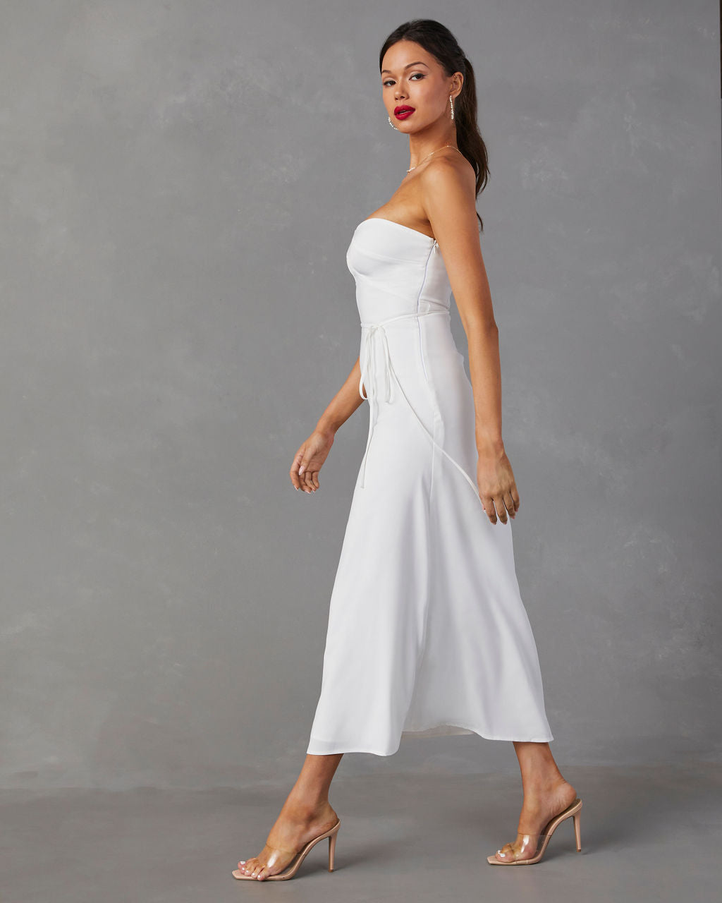 Milos Strapless Midi Dress-Vogue Logic
