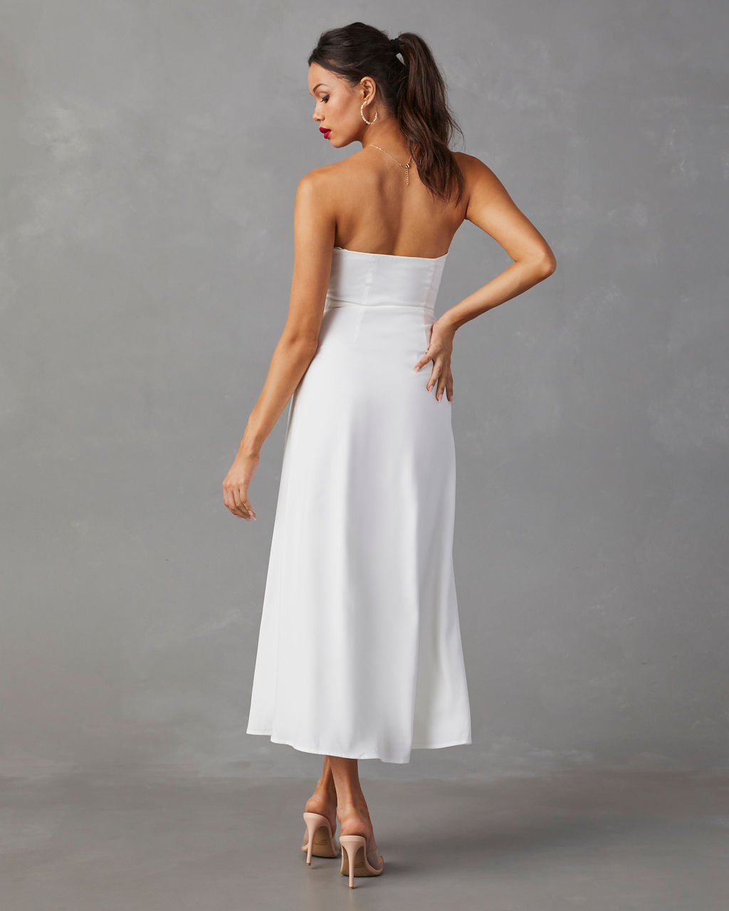 Milos Strapless Midi Dress-Vogue Logic