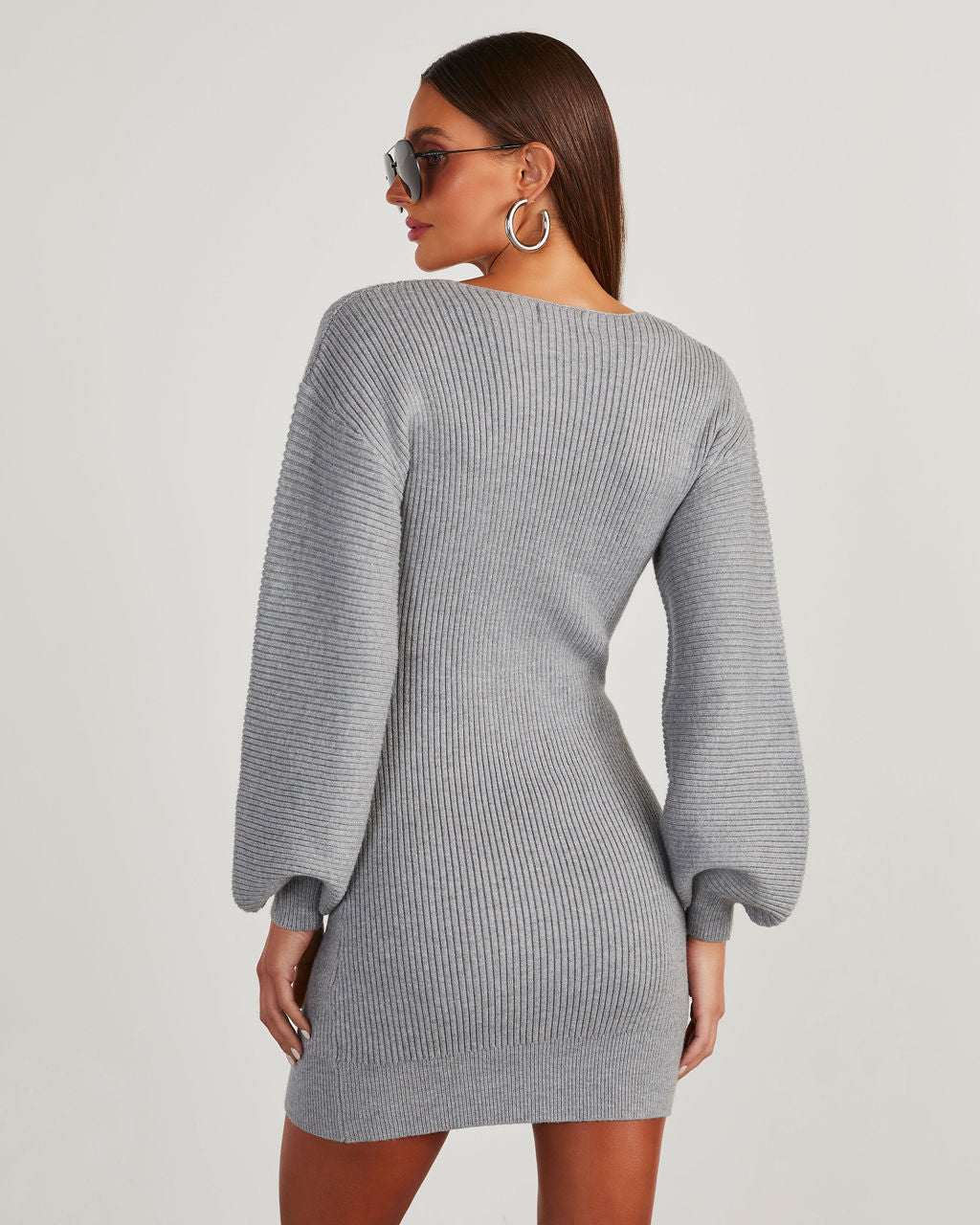 Fall Is Mine Ribbed Mini Sweater Dress-Vogue Logic