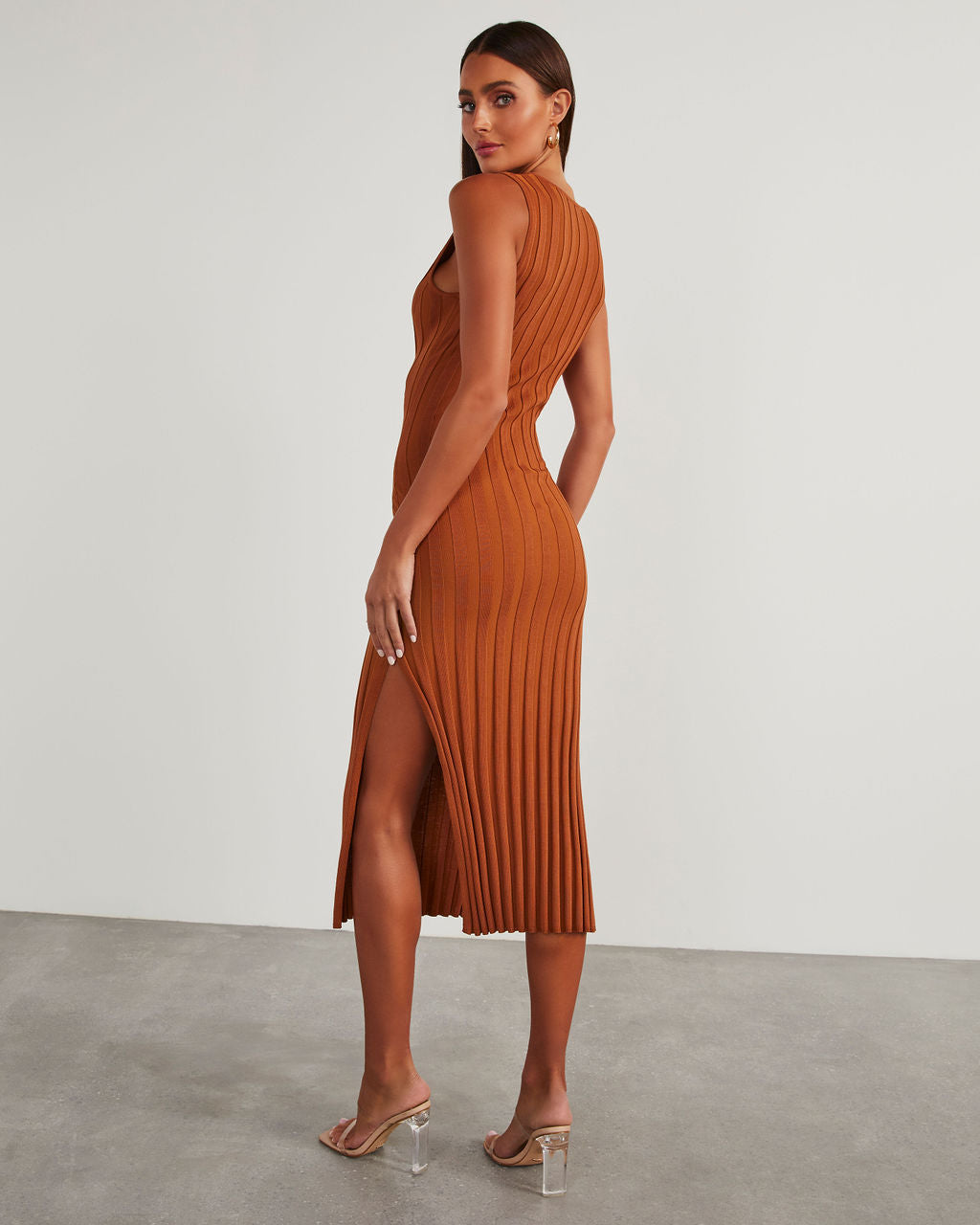 Huston Sleeveless Pleated Knit Midi Dress-Vogue Logic