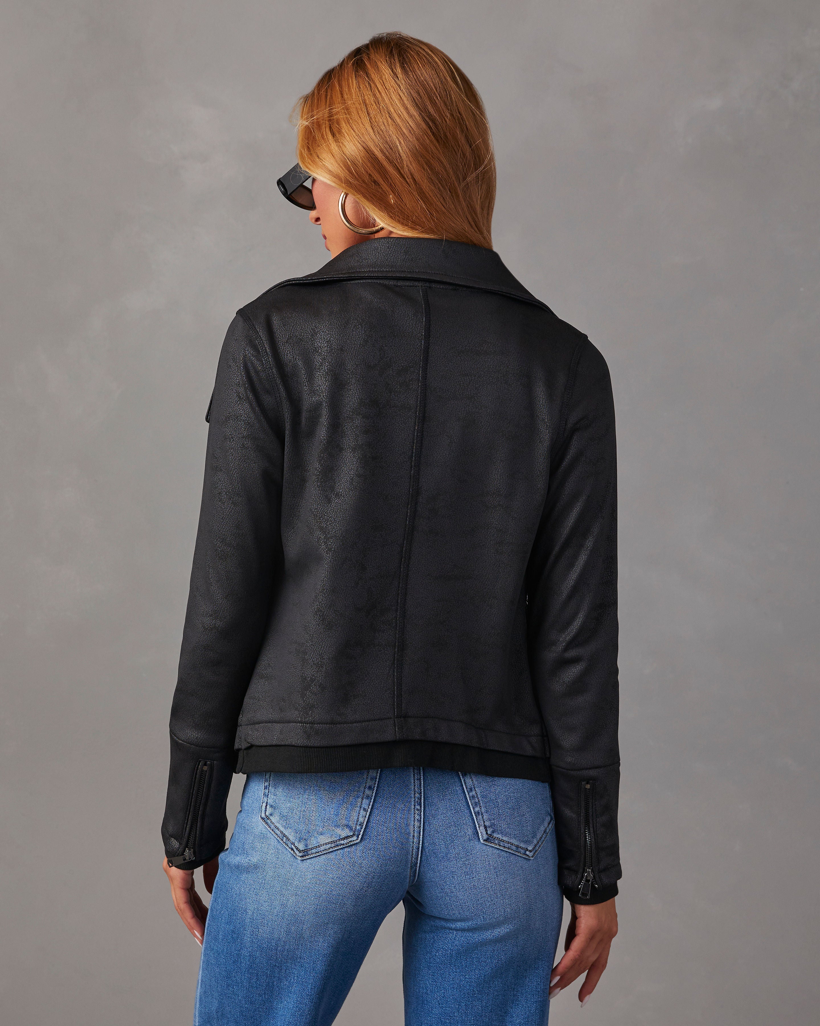 Slick Chick Coated Faux Leather Moto Jacket-Vogue Logic