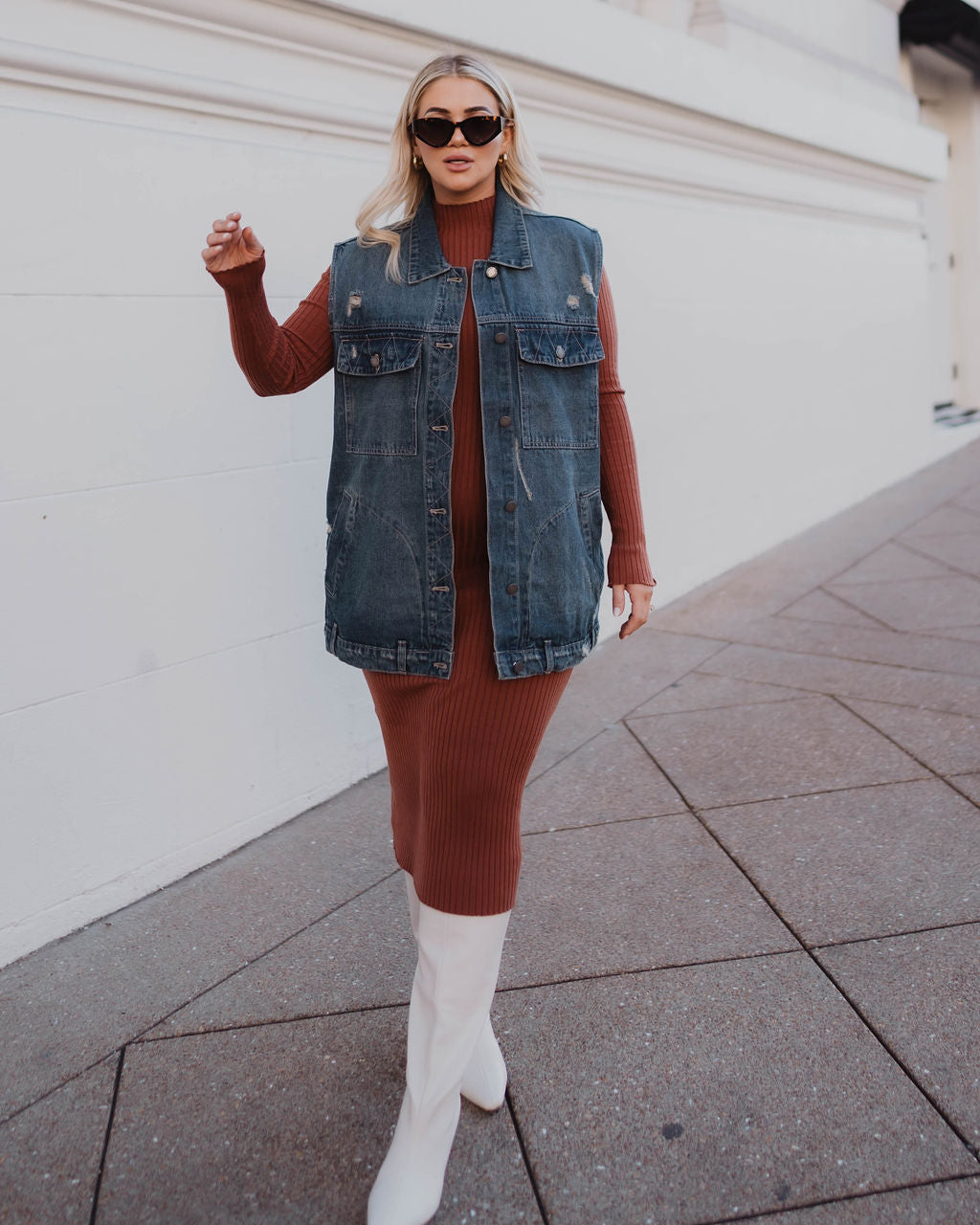 Adriel Oversized Denim Vest-Vogue Logic