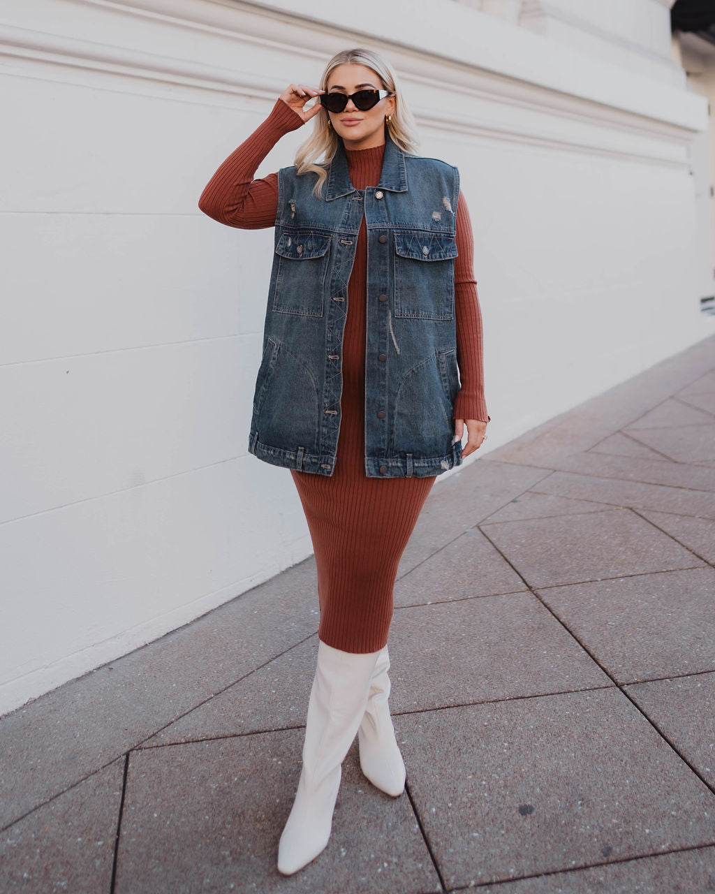 Adriel Oversized Denim Vest-Vogue Logic