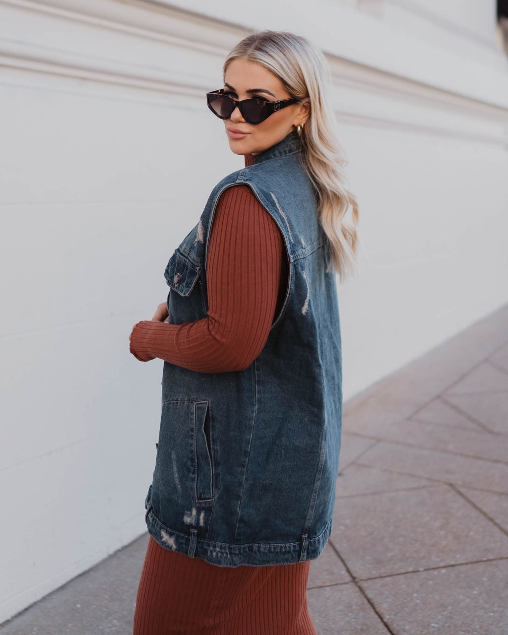 Adriel Oversized Denim Vest-Vogue Logic