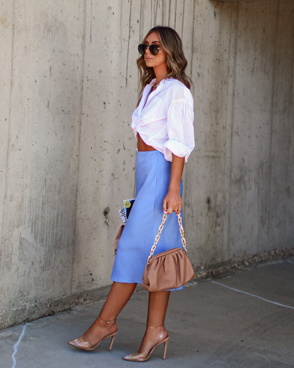 Sylvie Satin Midi Skirt-Vogue Logic