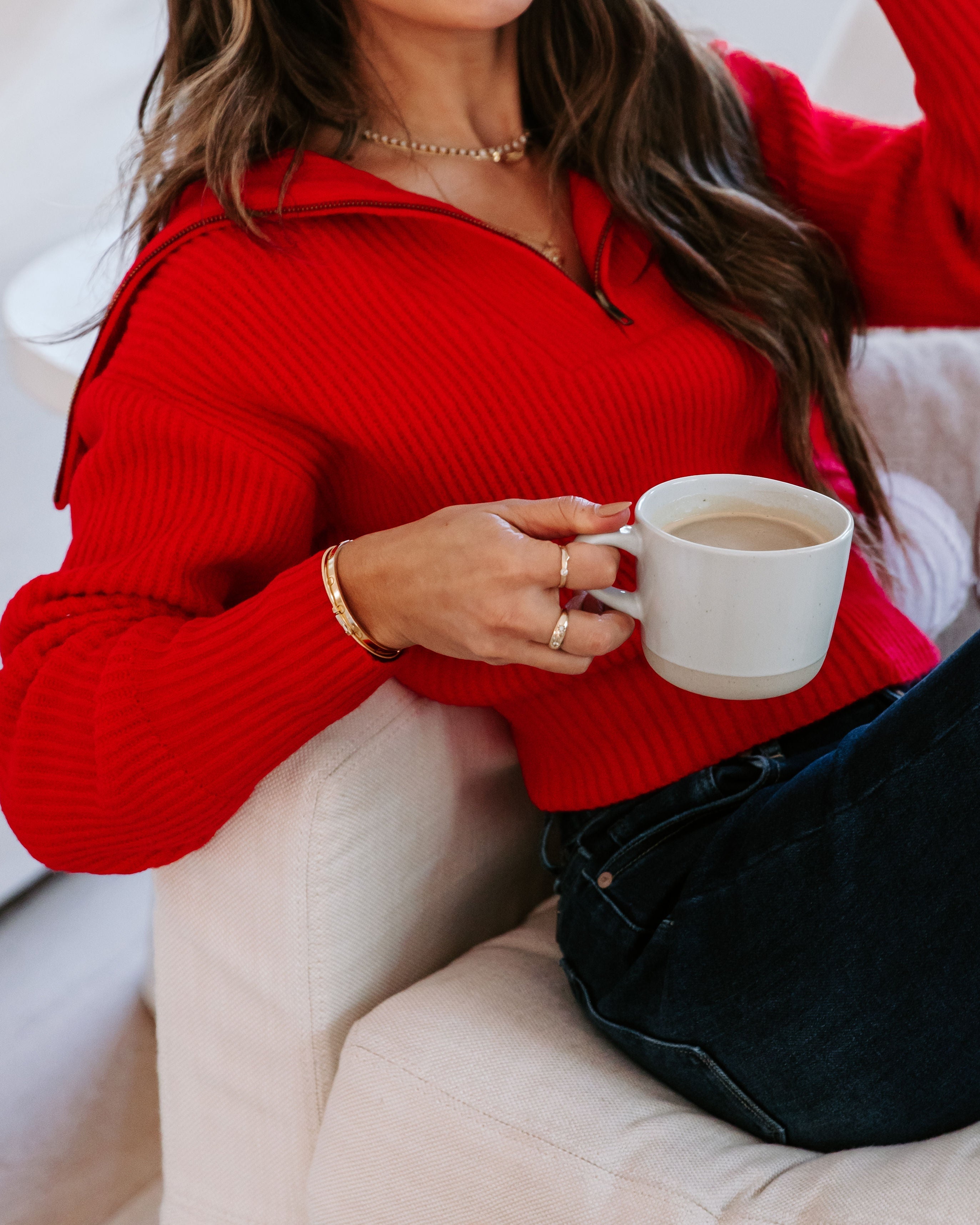 We Love It Half Zip Pullover Sweater-Vogue Logic