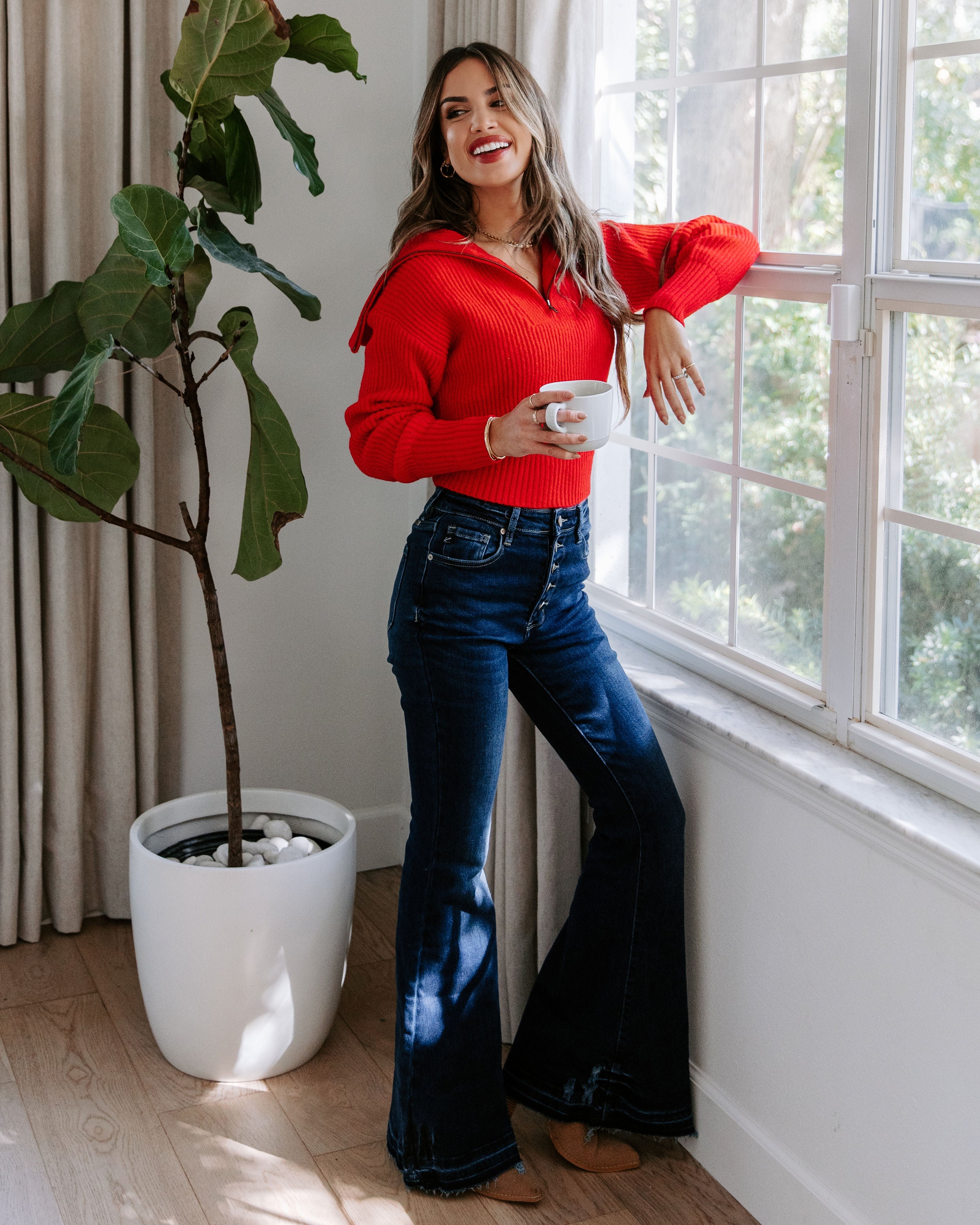 We Love It Half Zip Pullover Sweater-Vogue Logic