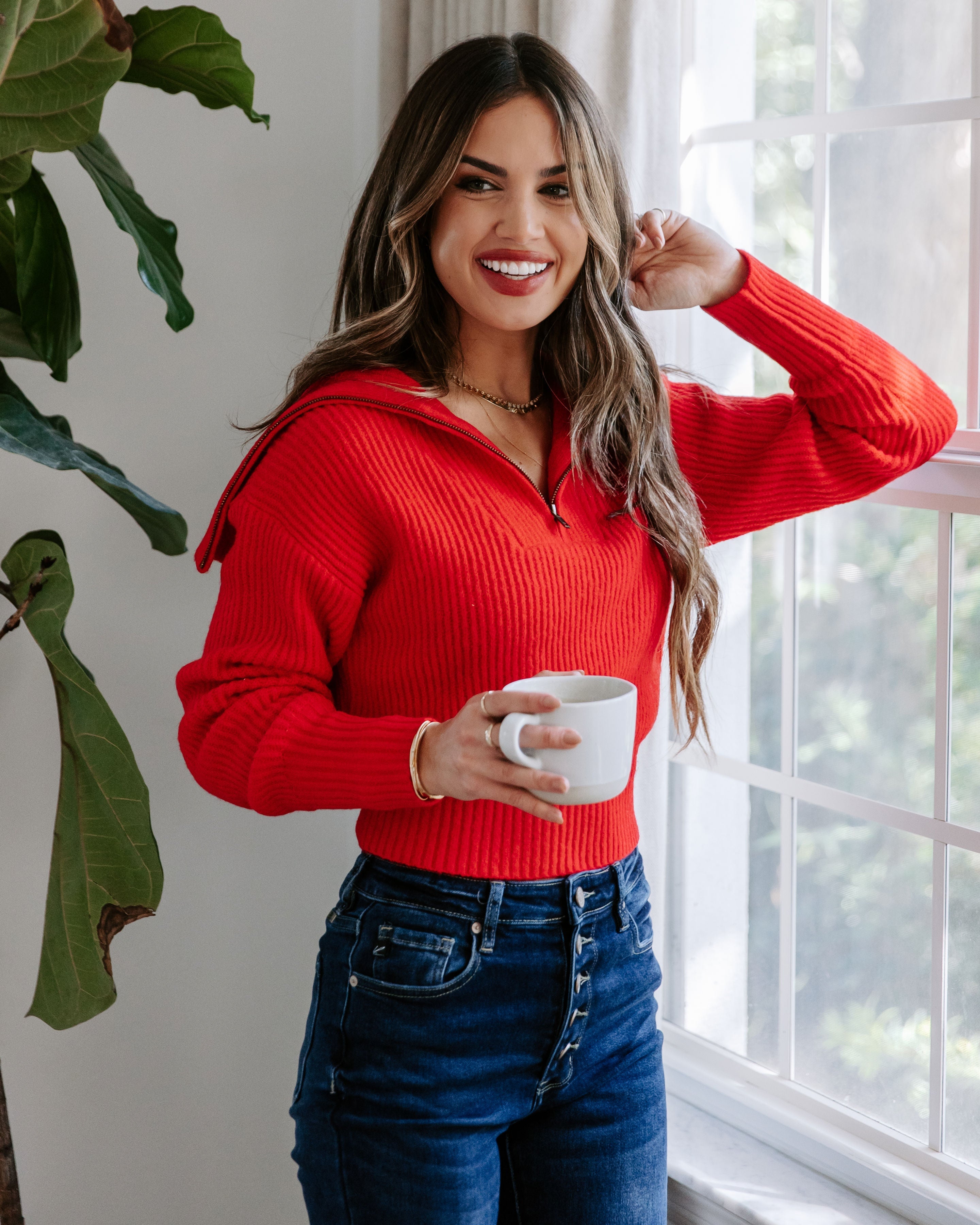 We Love It Half Zip Pullover Sweater-Vogue Logic