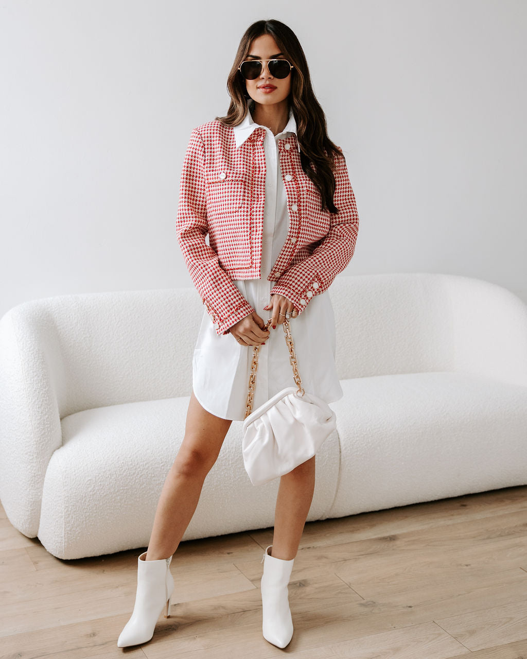 Alana Tweed Chain Trim Blazer-Vogue Logic