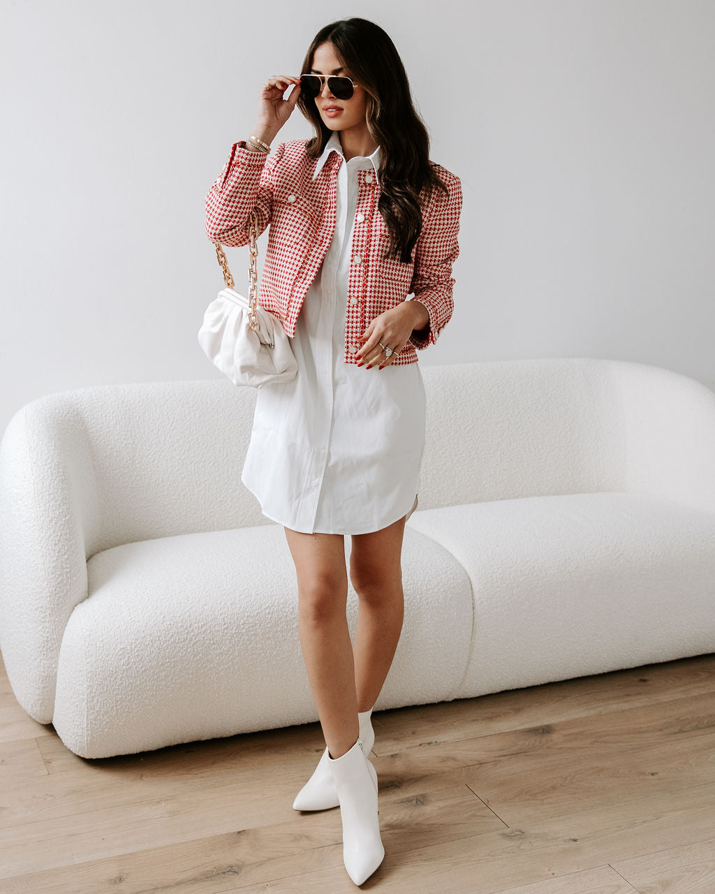 Alana Tweed Chain Trim Blazer-Vogue Logic