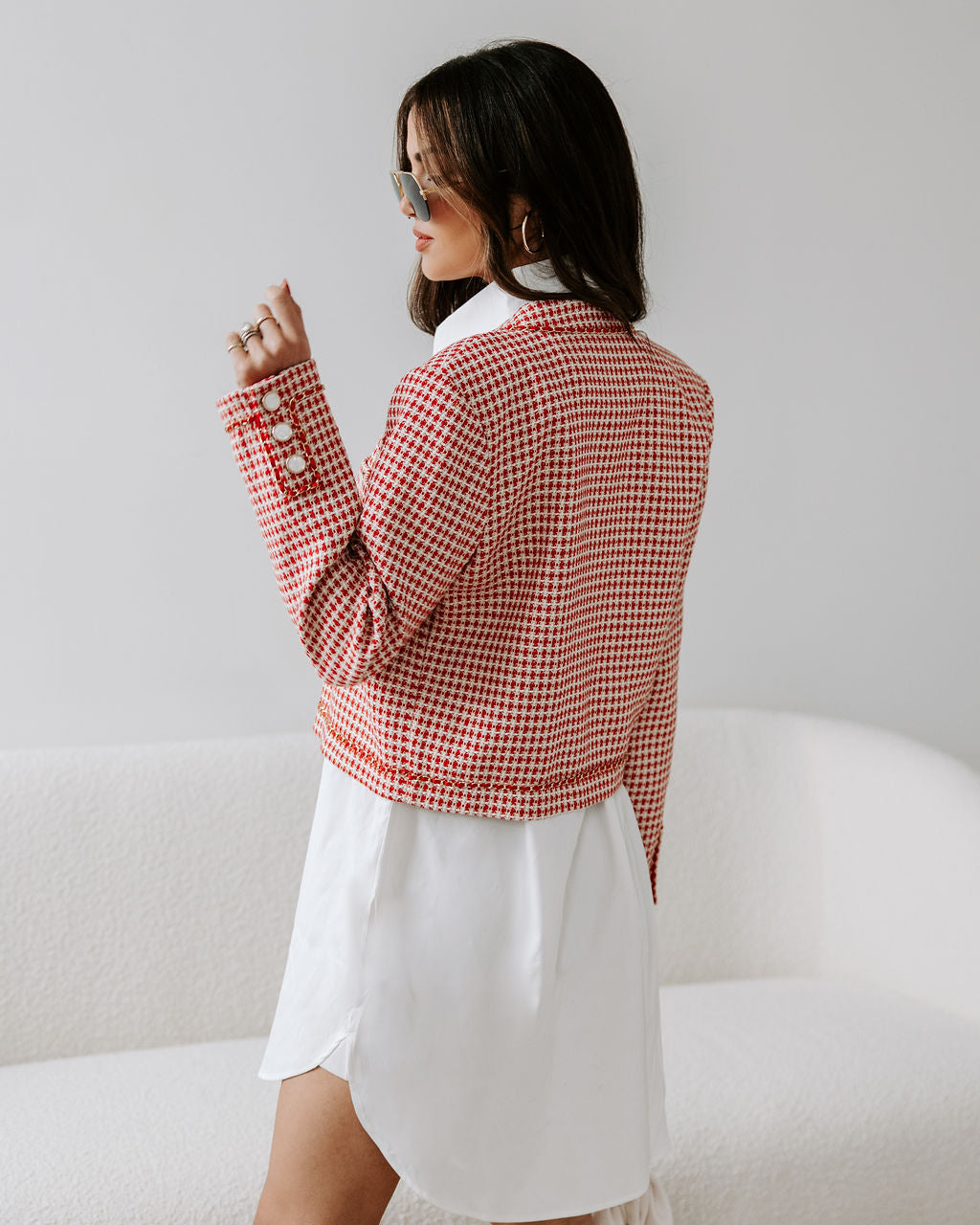 Alana Tweed Chain Trim Blazer-Vogue Logic